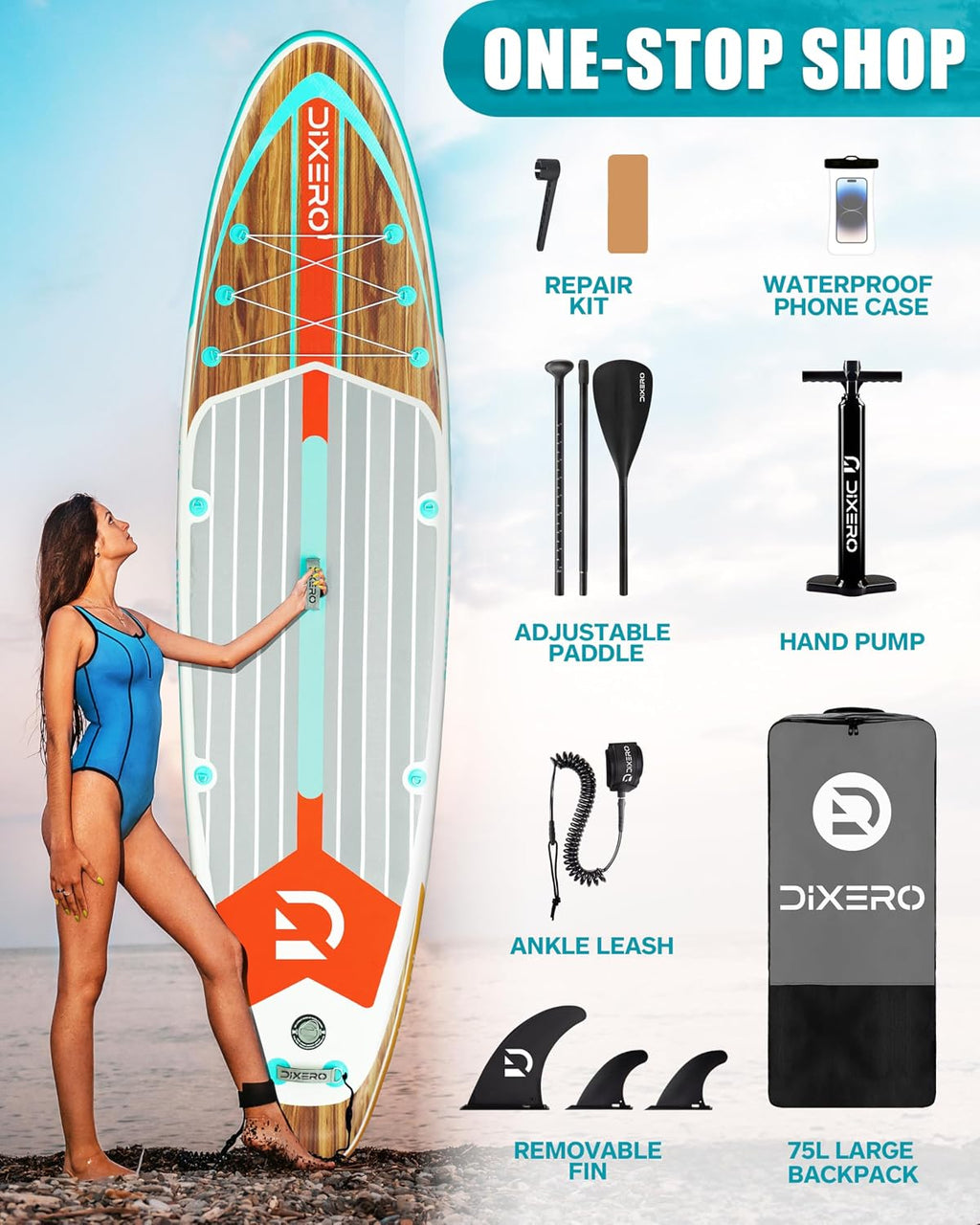 Inflatable Stand Up Paddle Board with SUP Accessories, 11'*33' Inflatable Paddle Boards for Adults & Youth of All Skill Levels