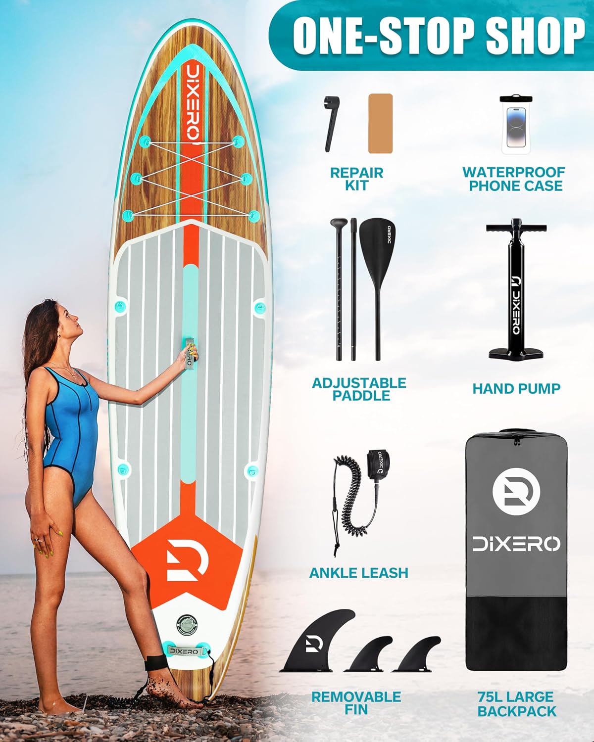 Inflatable Stand Up Paddle Board with SUP Accessories, 11'*33' Inflatable Paddle Boards for Adults & Youth of All Skill Levels