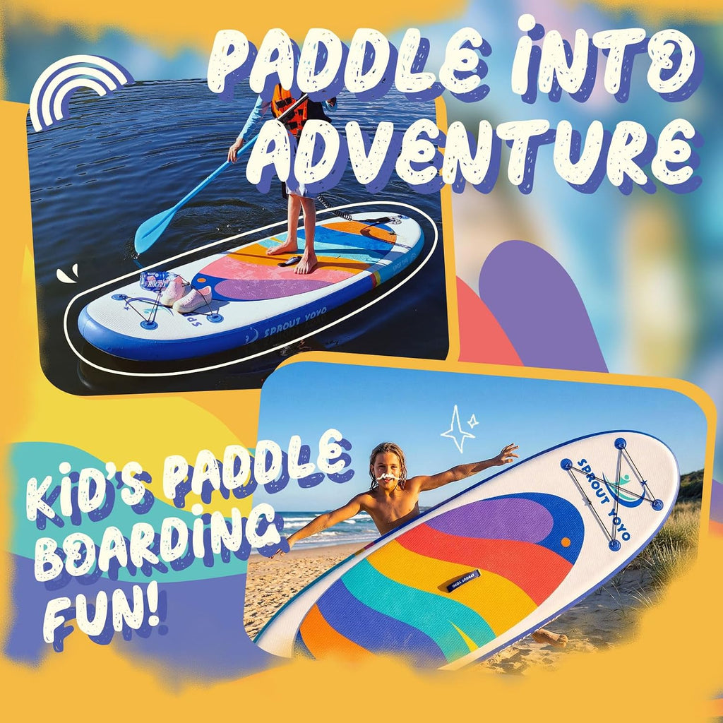 Spatium Kids Inflatable Paddle Boards,Stand Up Paddle Board for Children with Adjustable Paddle,Pump,Leash & Backpack for Lake,Ocean & River Swimming and Surfing