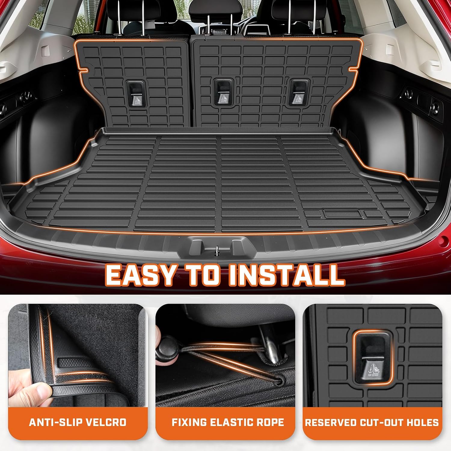 Mixsuper Forester Floor mats-Floor Mat & Cargo Liner for Subaru Forester 2019-2024,All Weather TPE Rubber Floor Liners Protection for Forester Accessories,Full Set Anti-Slip Car Mats,Black