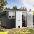 DWVO 8x6ft Metal Outdoor Storage Shed with Window, Lockable Tool Storage Sheds, Oversized Steel Garden Sheds with Sloped Roof for Backyard, Patio, Garage, Lawn, Dark Gray