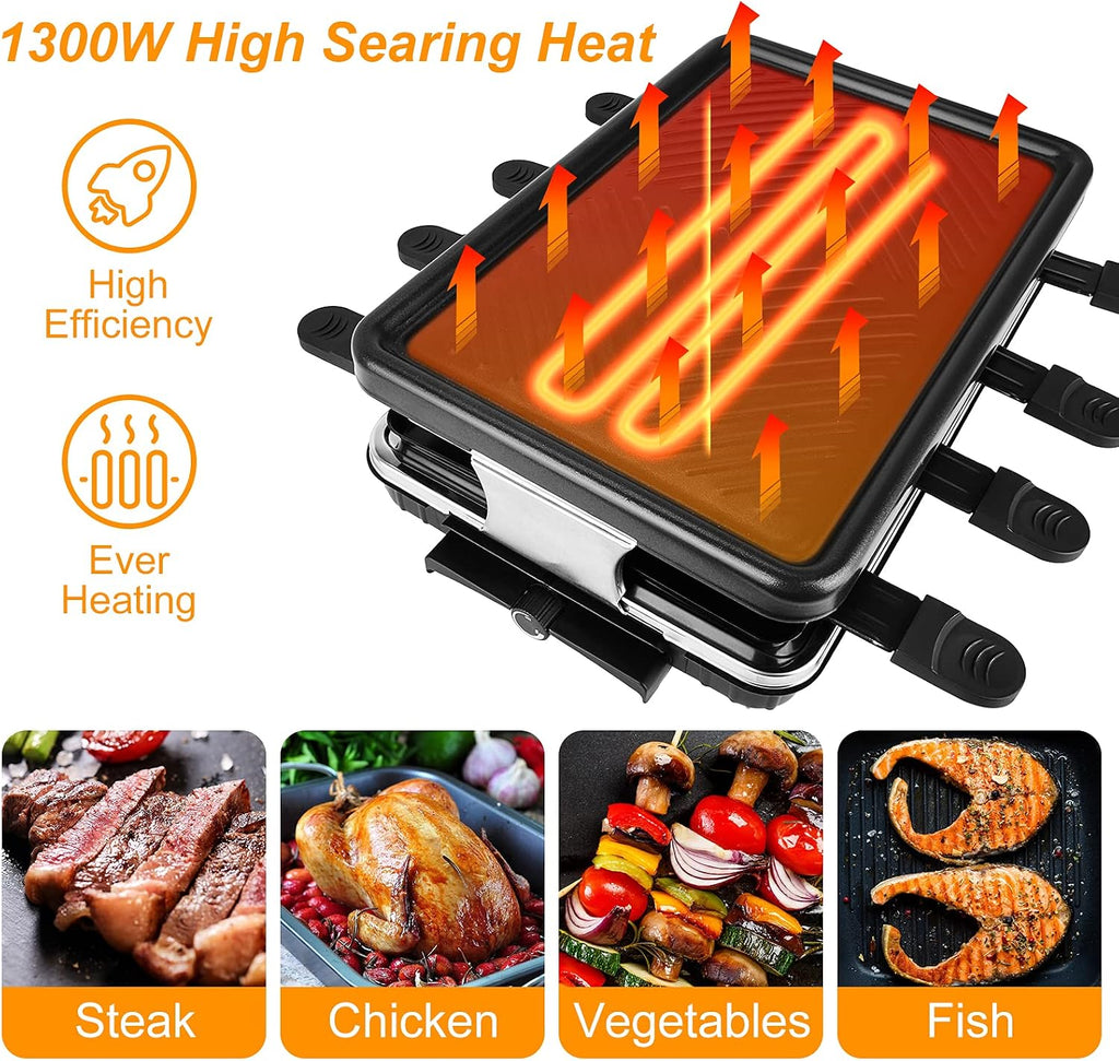 for Korean BBQ,Removable Not-Stick Surface Electric Indoor Grill Griddle,with Indicator Light Temperature Control Electric Griddle-Black 38x23x13cm(15x9x5inch)