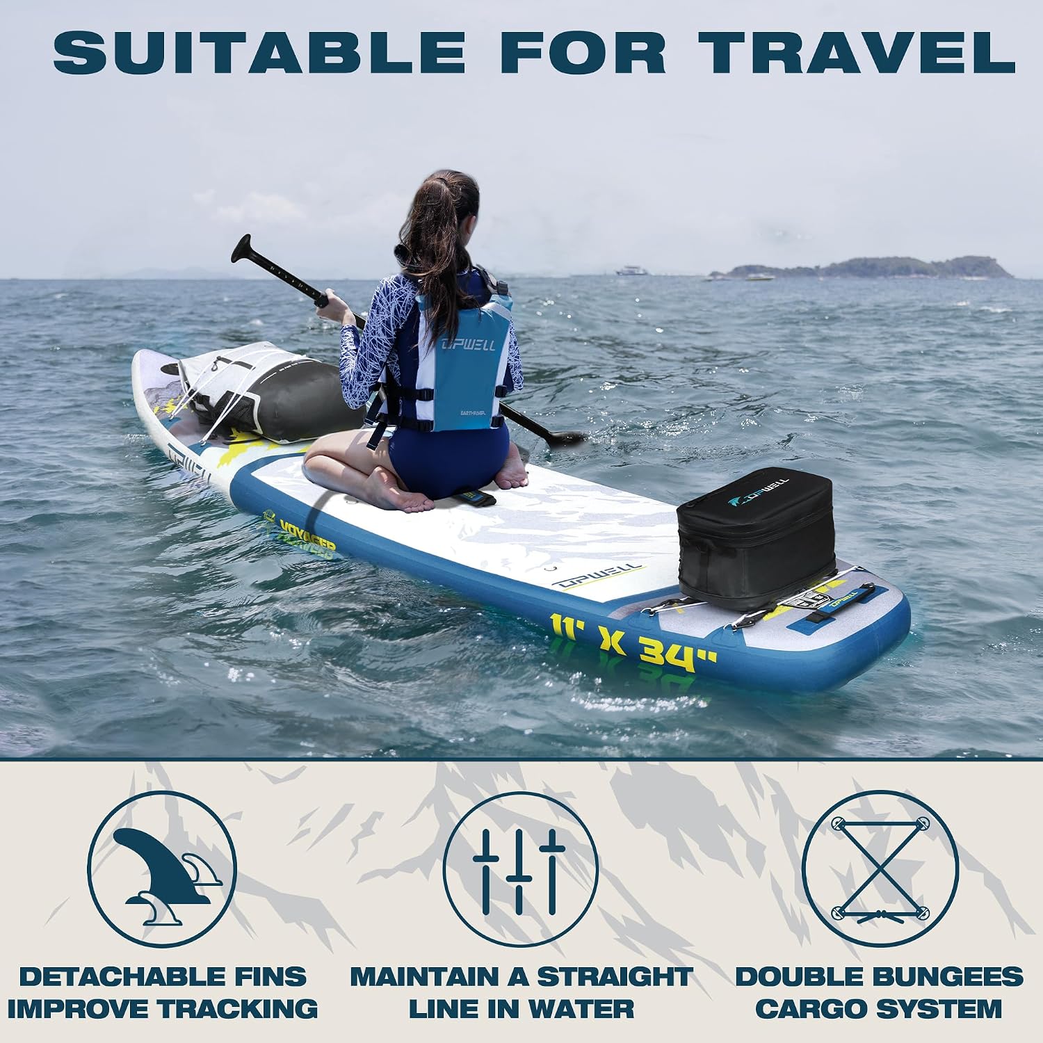 UPWELL 11'6'/11'2'/11'/10'8'/10'6'/10'2' Inflatable Stand Up Paddle Board with sup Accessories Including Backpack, Repairing Kits, Non-Slip Deck, Leash, 3 Fins, Paddle and Hand Pump