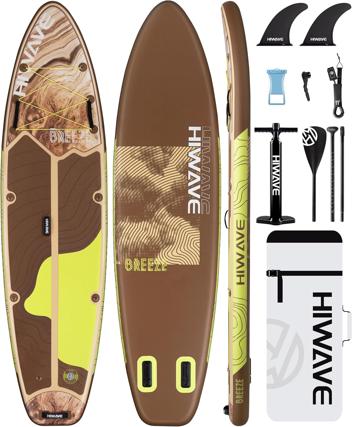 Hiwave Inflatable Stand Up Paddle Board 11'*34'*6' Sup Board, 420lbs Capacity Adult&Youth Paddle Board, Pet Friendly for Ocean&Lake, w/Double Action Hand Pump