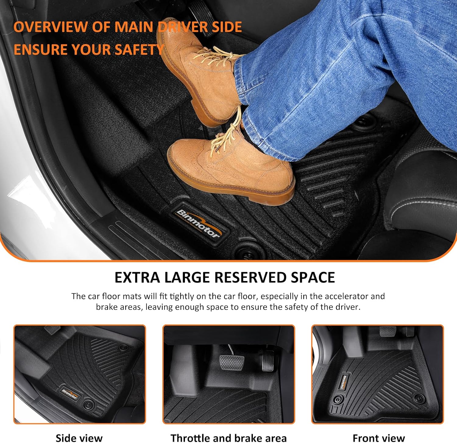 Binmotor-Floor Mats Cargo Liner Set for GMC Terrain/Chevy Equinox 2025 2026, TPE All Weather Car Floor Mat for Chevrolet Equinox Accessories for GMC Terrain Cargo Trunk Mat