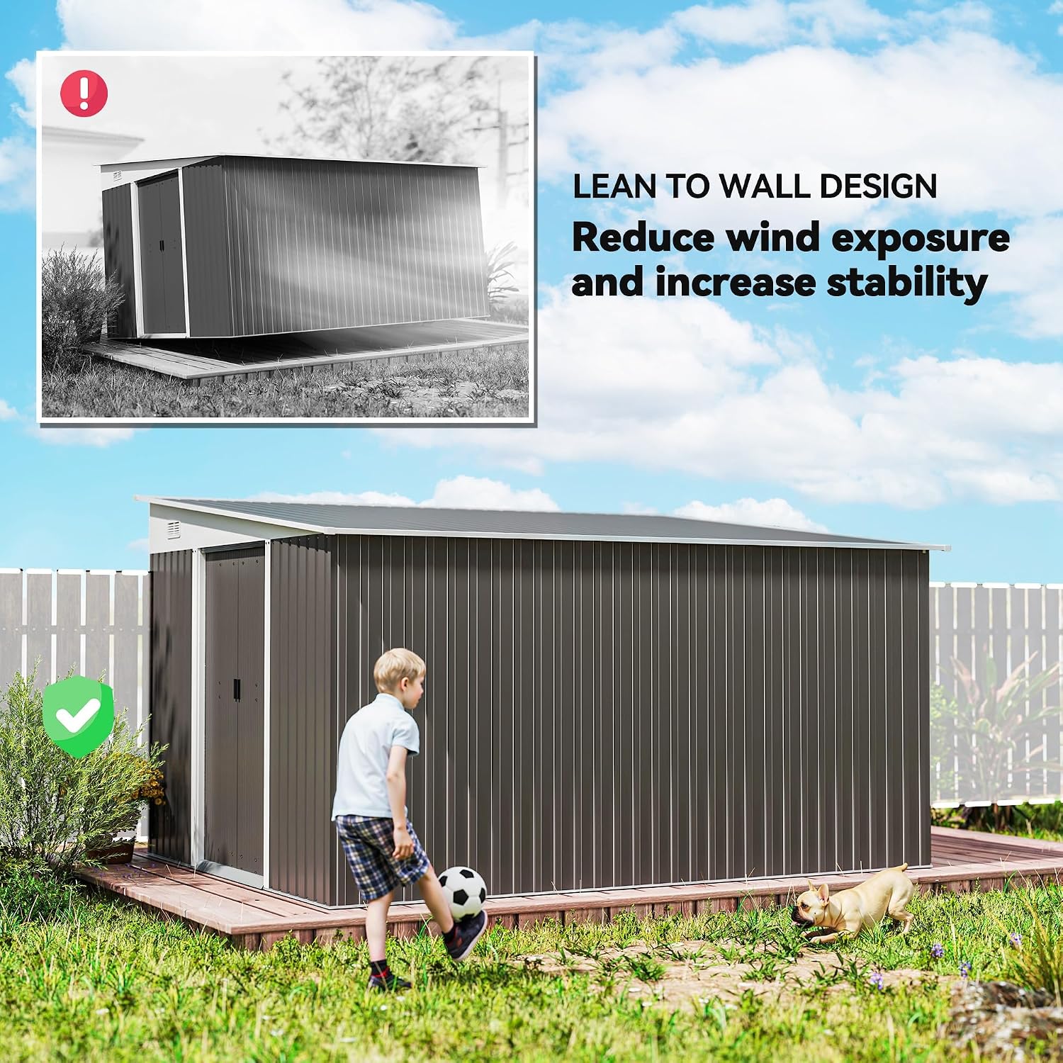 Outsunny 11' x 9' Outdoor Storage Shed, Metal Garden Tool House with Sloping Roof and Lockable Door for Backyard, Bike, Patio, Garage, Lawn, Gray
