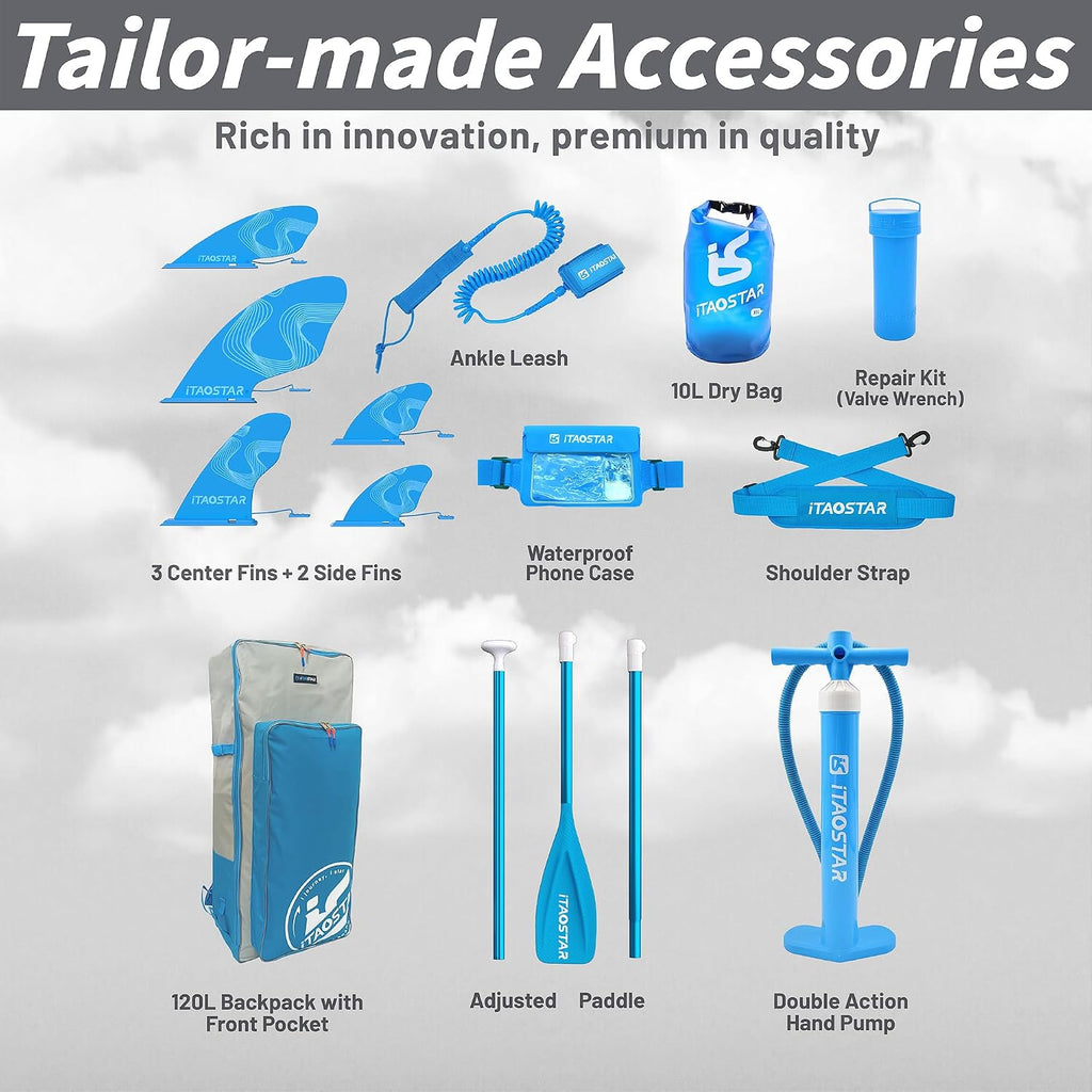 iTAOSTAR Pets 8'×29' / 11'×35' / 11'6'×34'/11'×34' Inflatable Paddle Board, One-Stop Premium SUP Accessories, Extra Wide Paddle Board for More Balance, Tailored Fins for More Fun
