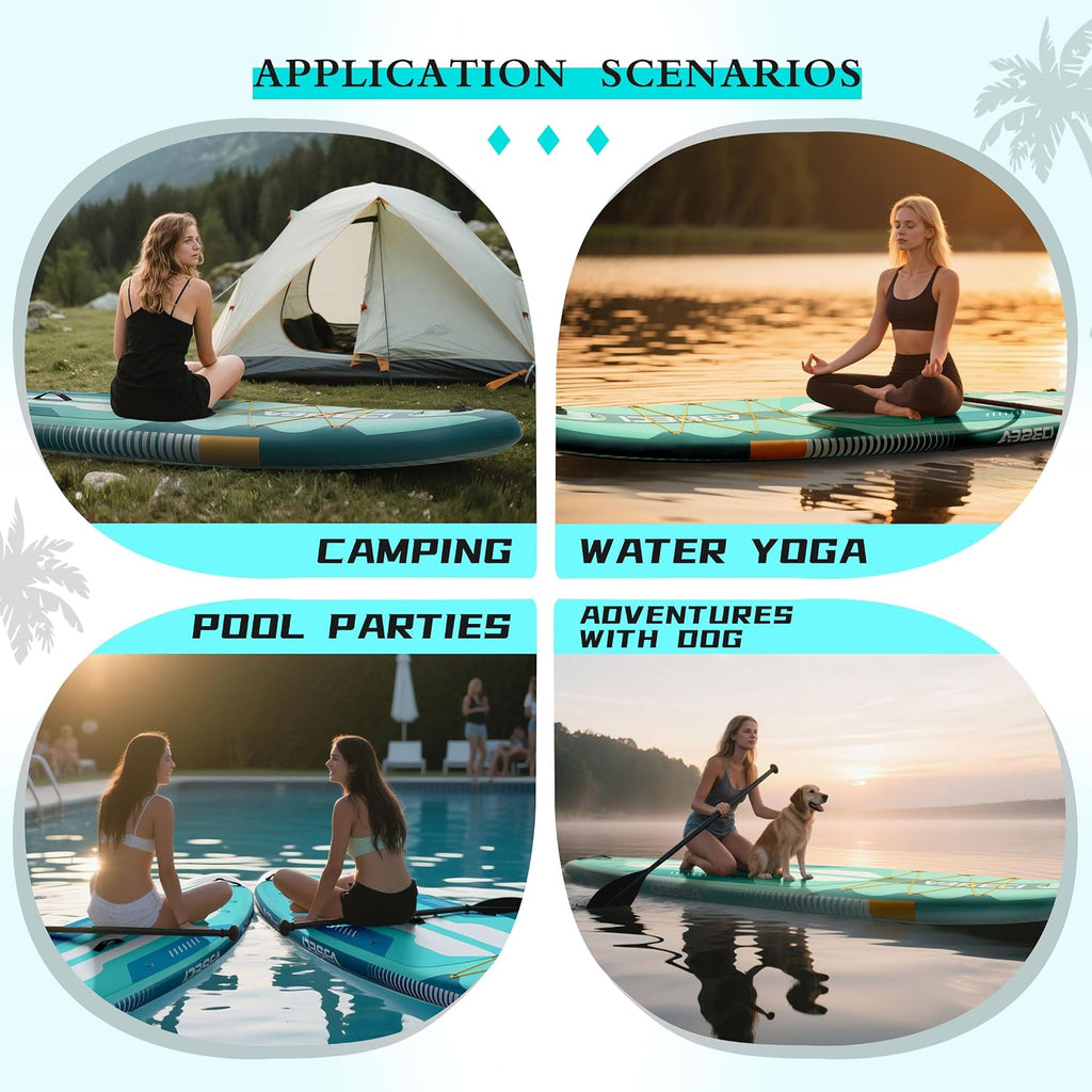 11 ft Inflatable Paddle Board with SUP Accessories, Non Slip EVA Deck, Extra Long Extra Wide iSUP, All Around Stand Up Paddle Board for Adults & Youth
