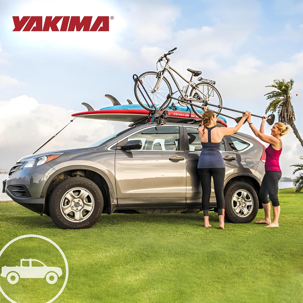 Yakima SupDawg Fully Assembled Rooftop SUP & Surfboard Mount, Holds 2 Boards up to 36' Wide, Tool-Free Installation, Integrated Rollers, SKS Locks