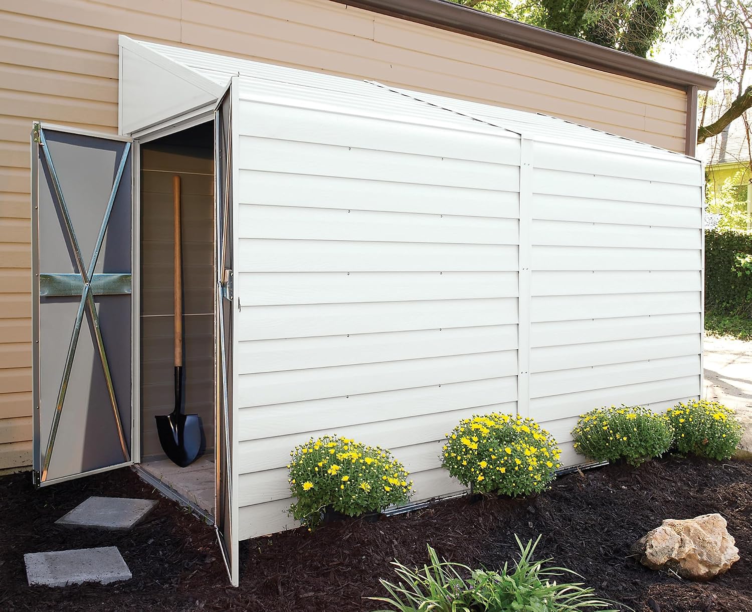 Arrow Shed Yardsaver Compact Galvanized Steel Storage Shed with Pent Roof, 4' x 10'