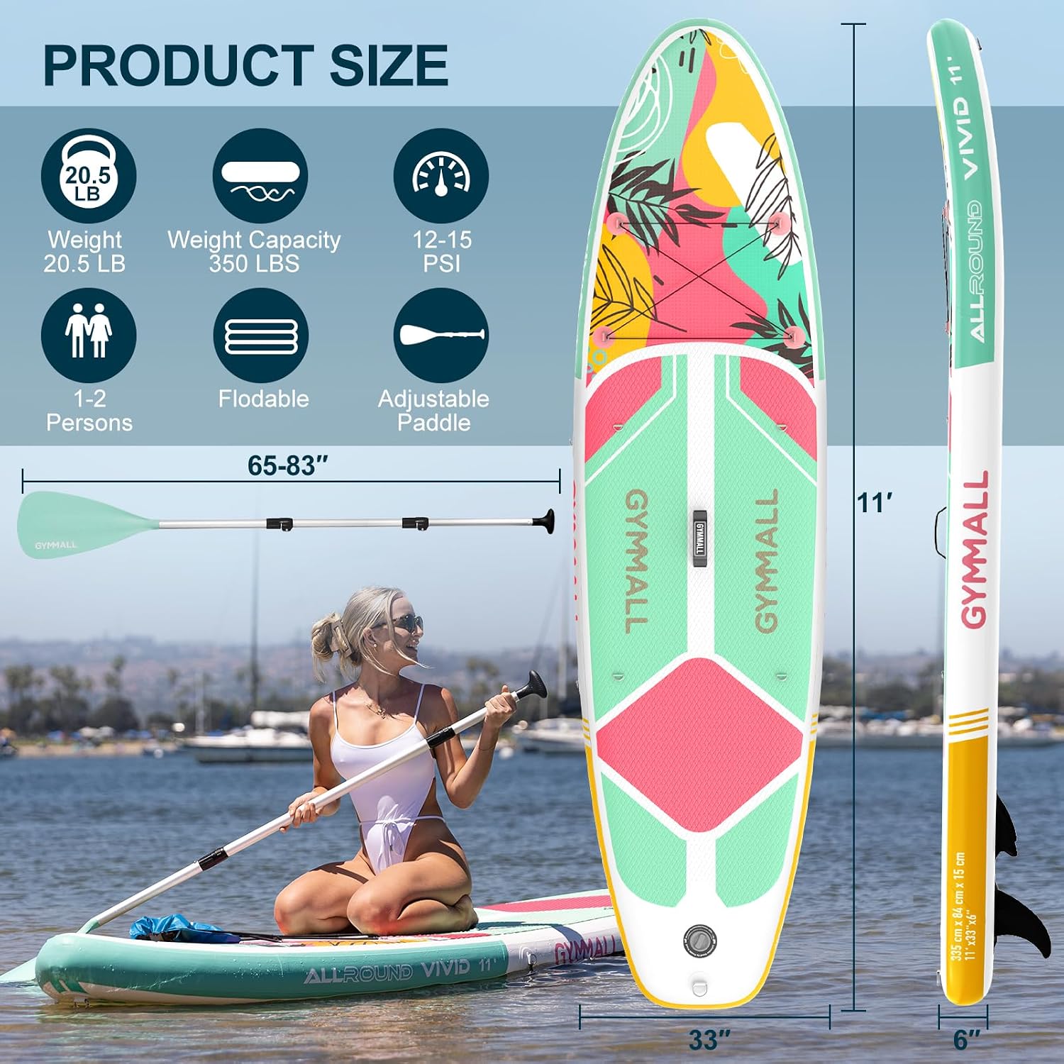 Paddle Board, Inflatable Stand Up SUP Paddle Boards for Adults & Youths of All Skill Levels, Wide & Non-Slip Deck Design Blow Up Paddleboards with Premium Accessories & Storage Bag