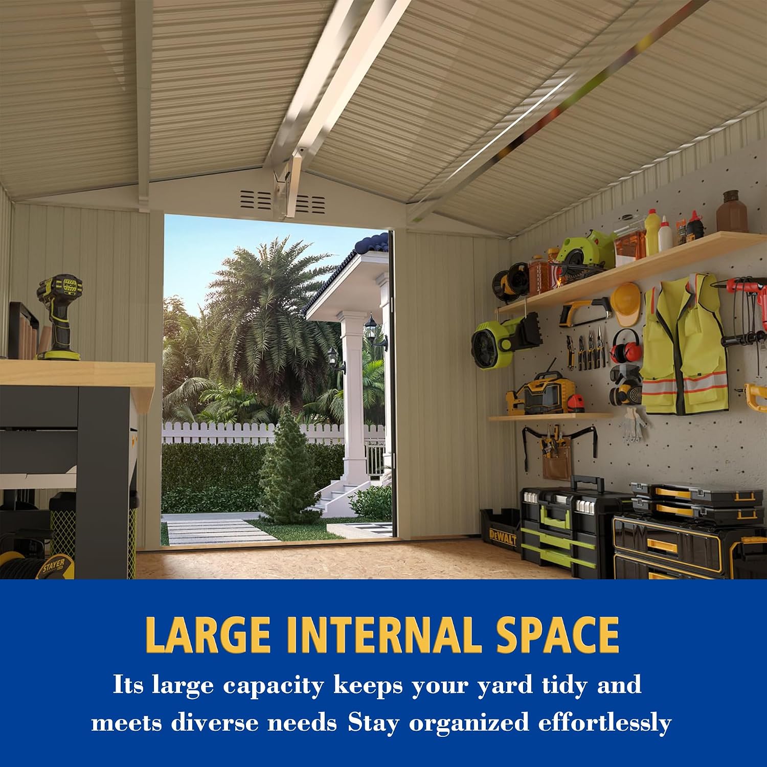 10x8 FT Outdoor Storage Shed, Metal Garden Shed with 4-pane Window, Outside Tool Sheds with Lockable Hinged Doors, Waterproof Storage Building with 4 Air Vents for Backyard, Patio, Lawn, Gray