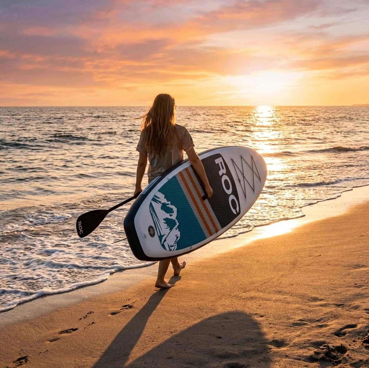 Roc Inflatable Stand Up Paddle Board with Premium SUP Paddle Board Accessories, Wide Stable Design, Non-Slip Comfort Deck for Youth & Adults