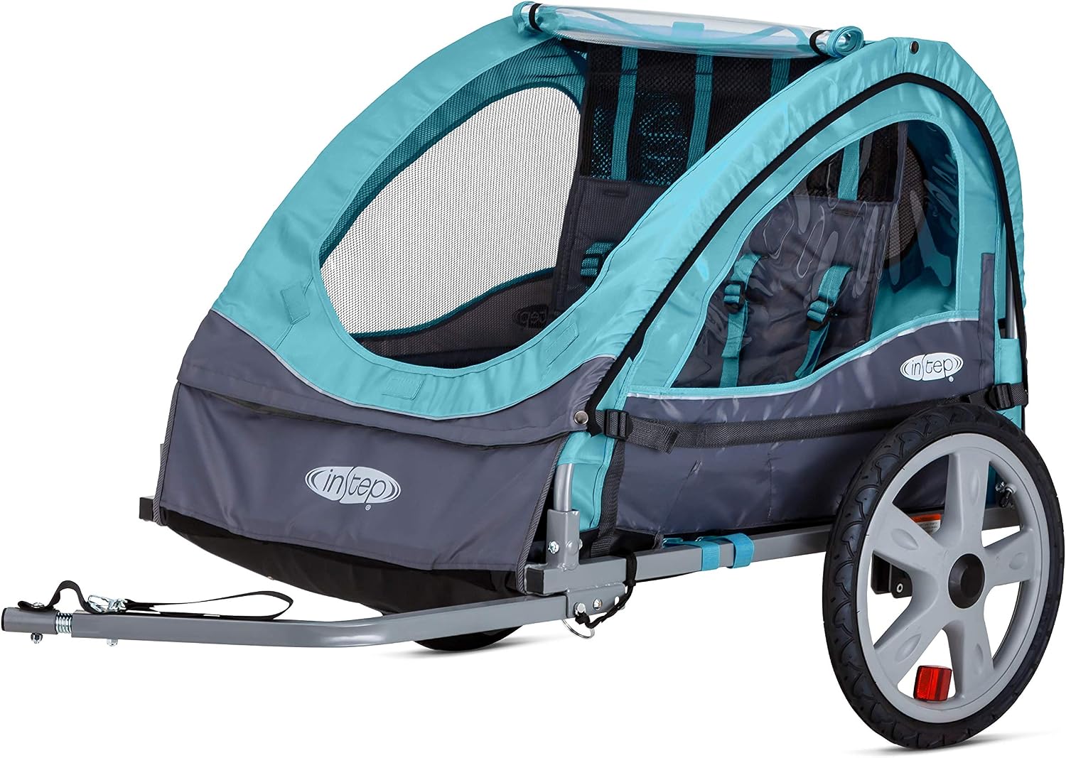 InStep Take 2 Kids Bike Trailer, Double Seat, Universal Coupler, Folding Frame, Quick-Release Wheels, Canopy with Bug Screen and Weather Shield, Bike Trailer for Kids