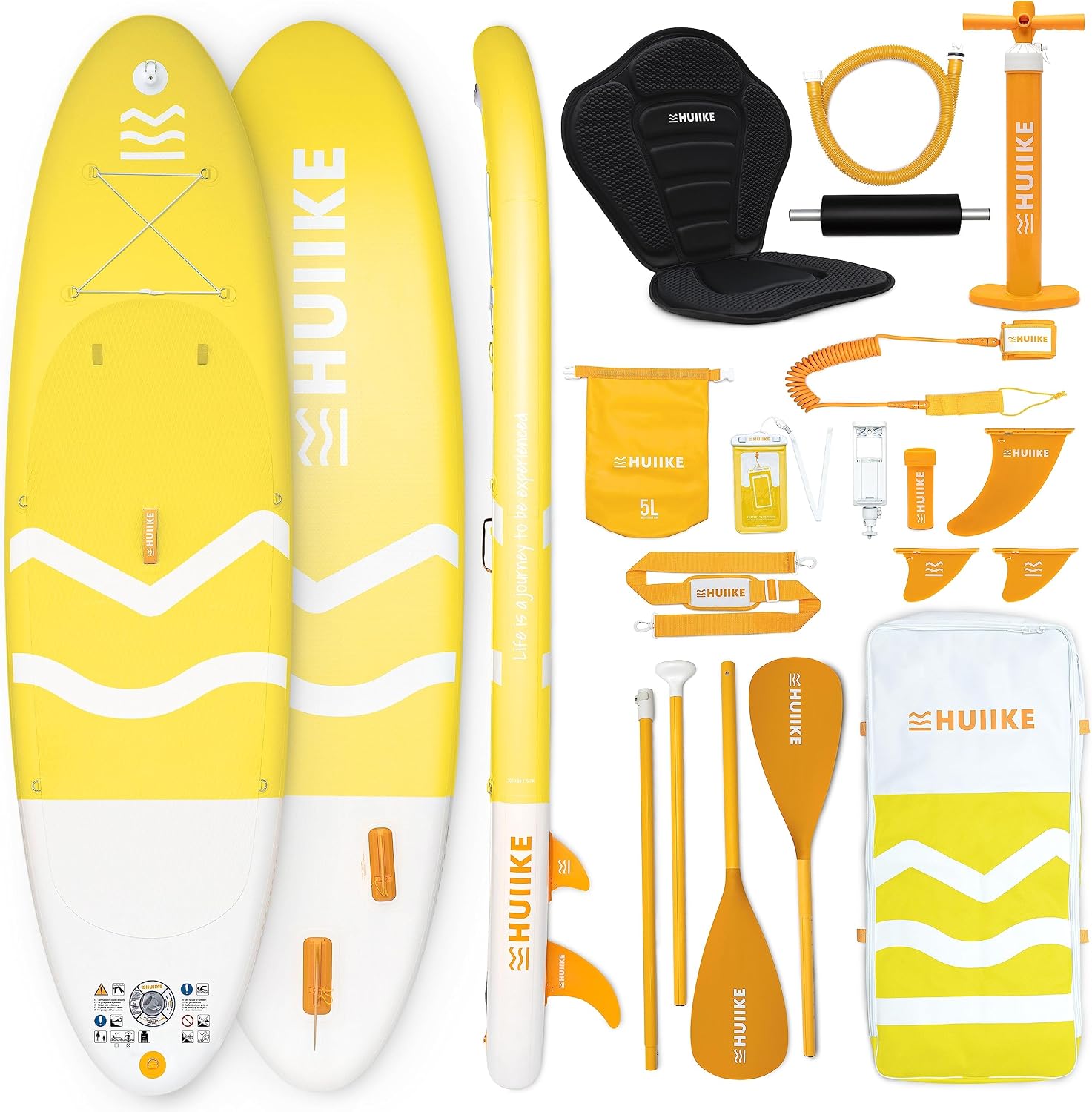 HUIIKE Inflatable Paddle Board for Adults with Accessories Included, Oar, Fins, Pump. Stand Up Paddleboard Great Stability and Resistance. 10' x 33' x 5.9', Maximum Load 286 lb