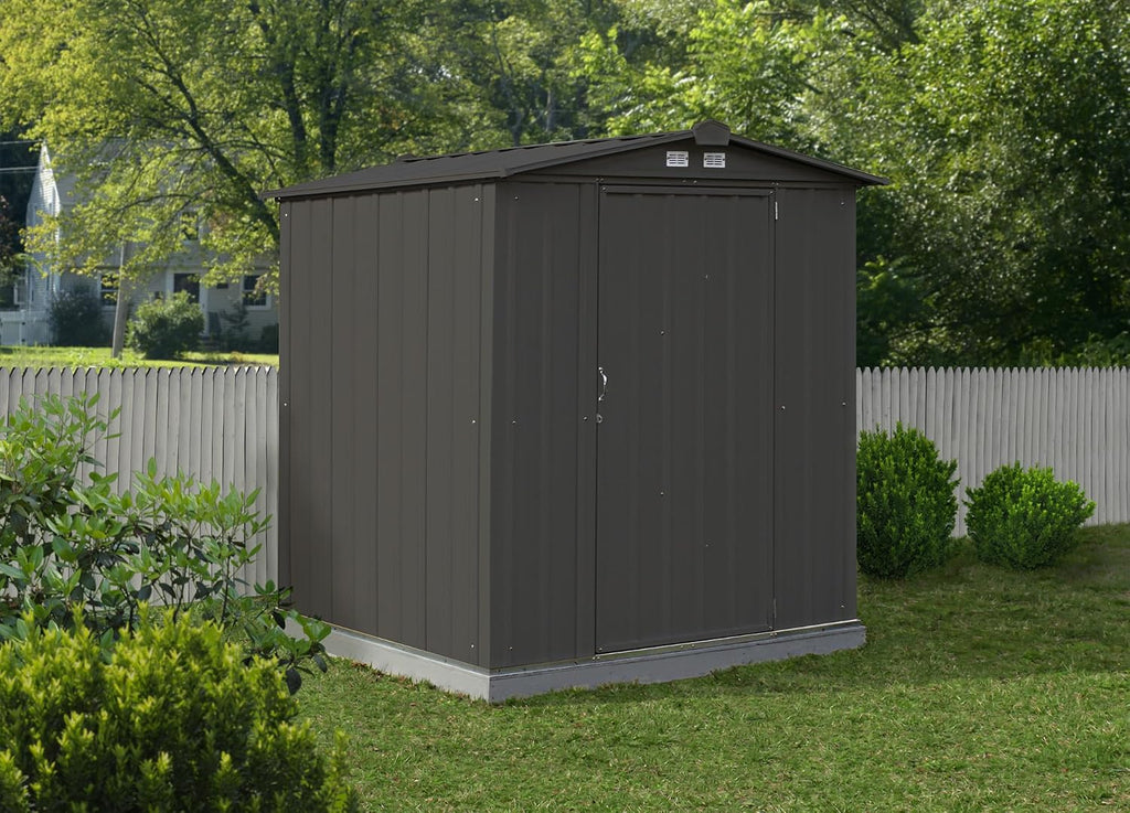 ARROW 6' x 5' EZEE Galvanized Steel Low Gable Shed Charcoal, Storage Shed with Peak Style Roof