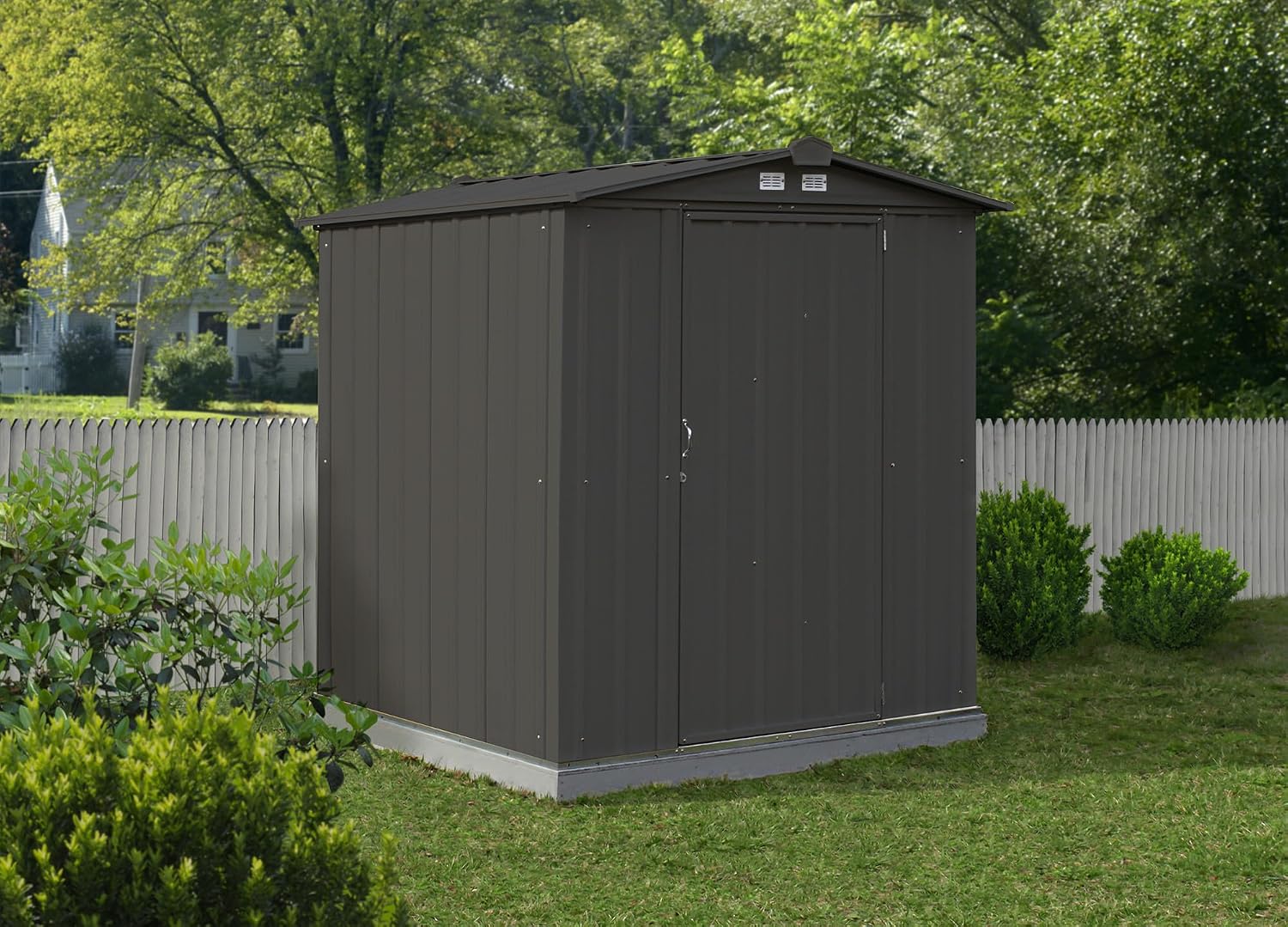 ARROW 6' x 5' EZEE Galvanized Steel Low Gable Shed Charcoal, Storage Shed with Peak Style Roof