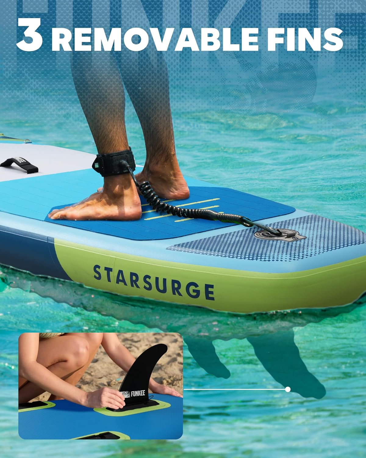 11'×34'×6' Extra Wide Inflatable Stand Up Paddle Board, Sup Board with Removable Fins, Backpack, Floating Paddle, Safety Leash, Floating Phone Case for Adults & Youth of All Skill Levels