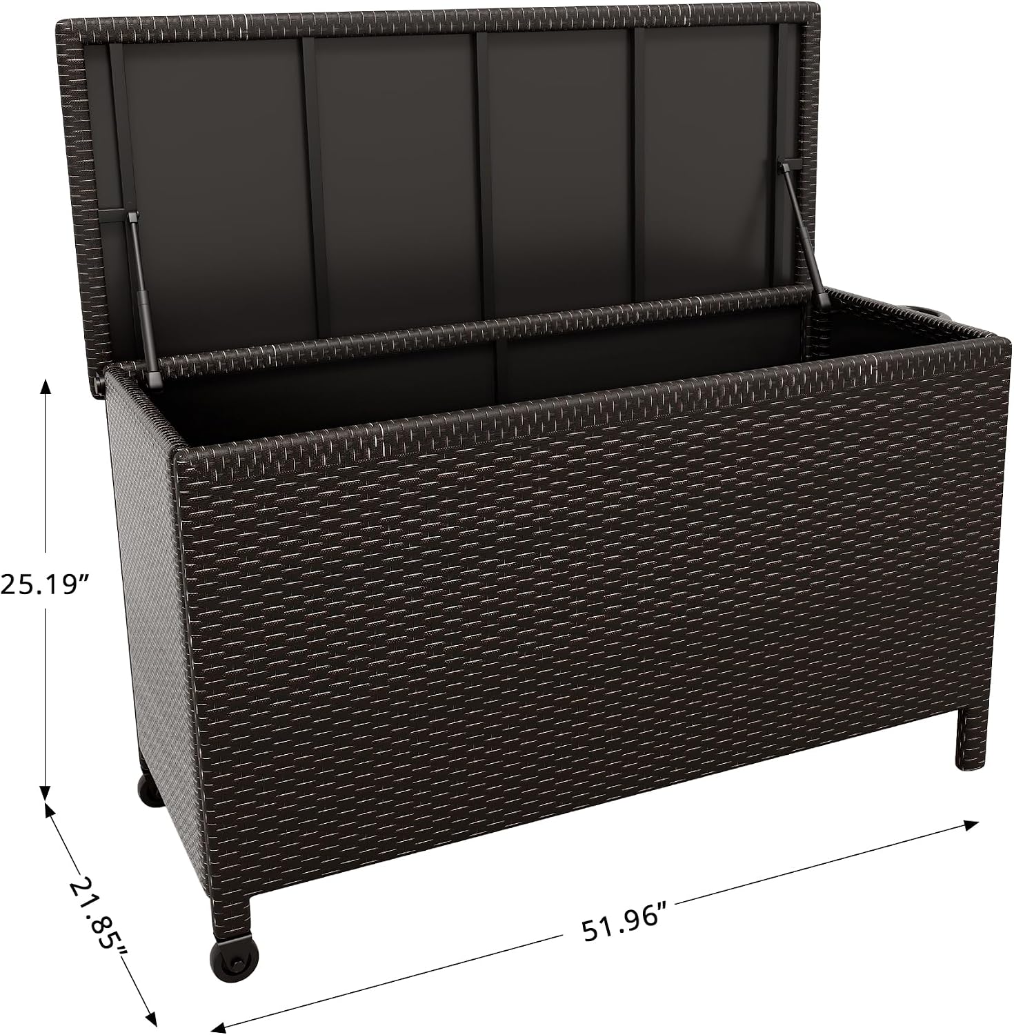 Large Deck Box Waterproof PE Rattan Outdoor Storage Box with Handles and Wheels, Storage Bin for Garden, Balcony, Porch, Pool, Yard (Brown, 125 Gallon)