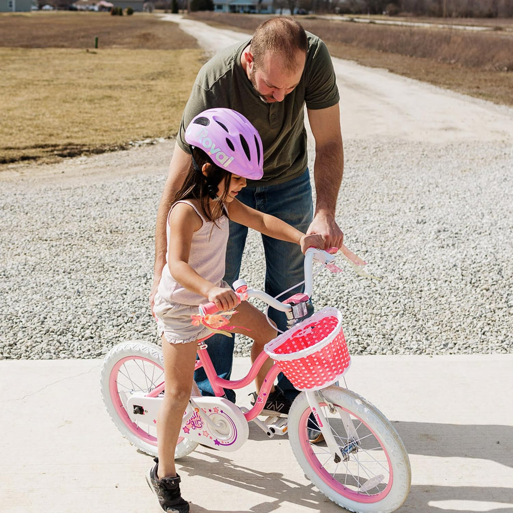 RoyalBaby Girls Bike with Training Wheels and Kickstand, Stargirl Kids Bicycle 16 Inch Toddlers to Big Kids 4-7 Years, Coral Red