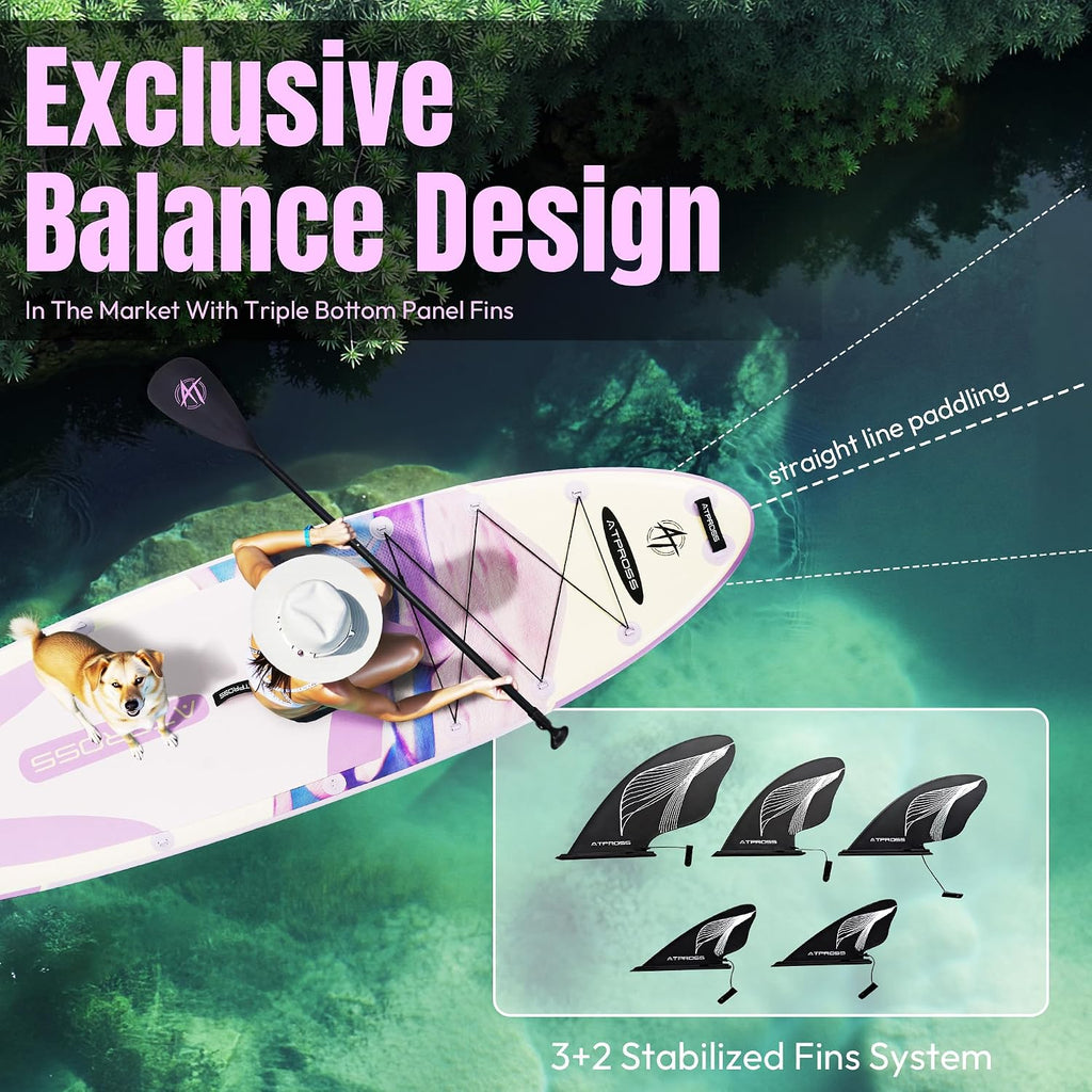 12'x36 Inflatable Paddle Board, 500lbs Extra Wide Stand Up Paddleboard for Adults with Premium SUP Accessories Kit & Backpack, Blow Up Kayak Non-Slip Stable Deck Boat for Yoga Fishing Surf