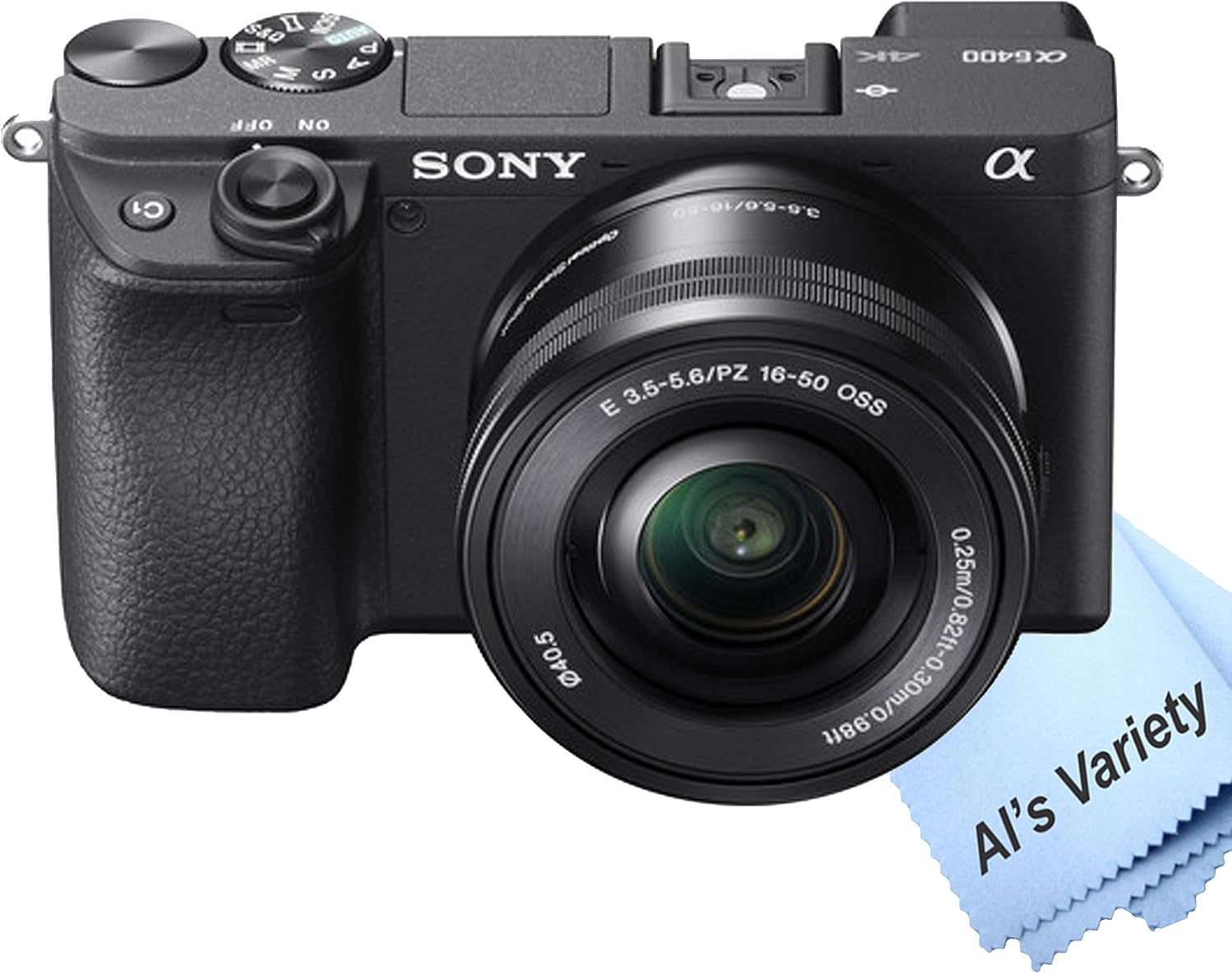 Sony a6400 Mirrorless Camera with 16-50mm Lens + 64GB Memory, Filters,Case, Tripod, Flash, and More (28pc Bundle) (Renewed), Black