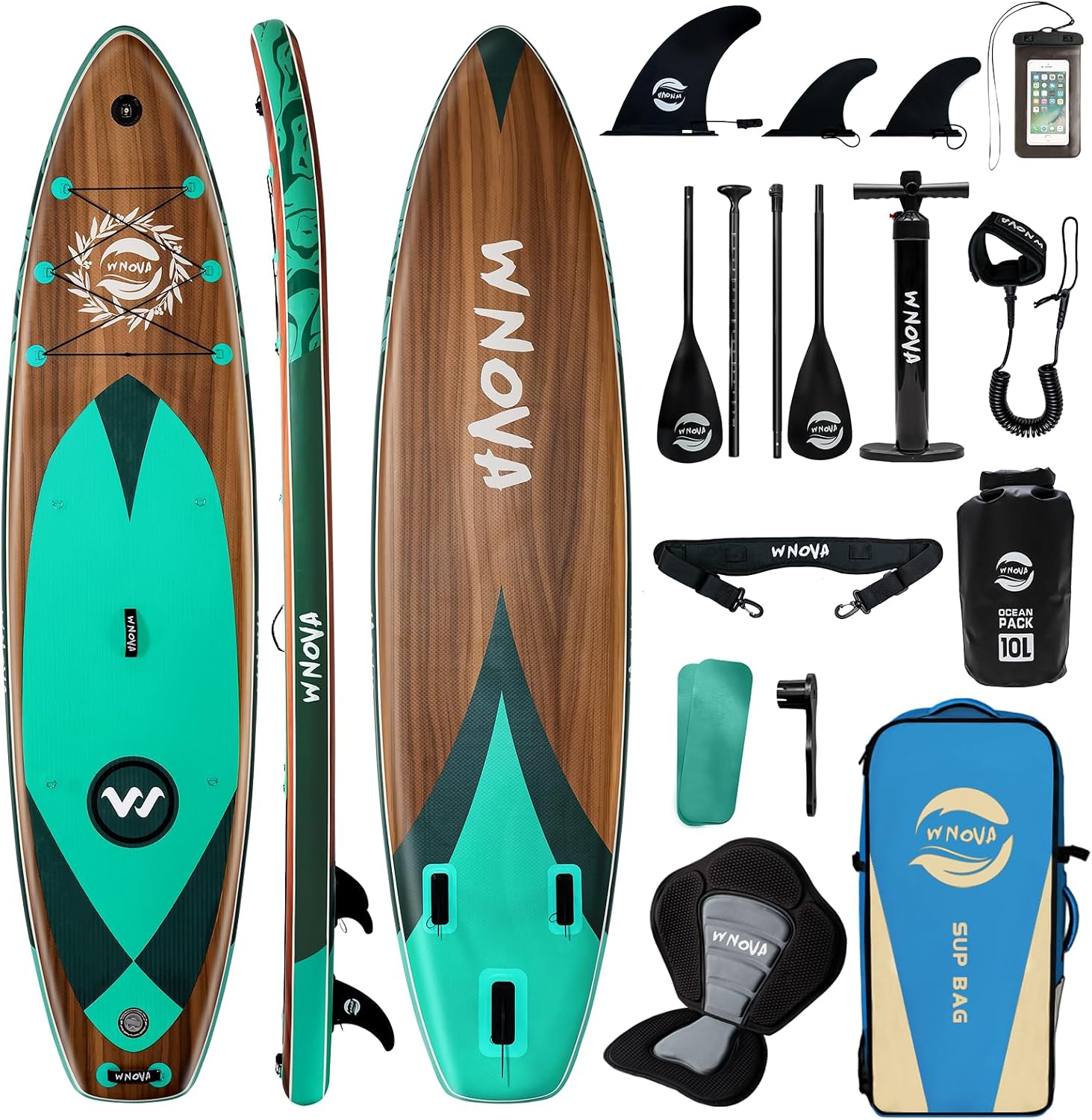 11'6' × 34' Extra Wide Inflatable Stand Up Paddle Board, Stable SUP with Premium SUP Accessories and Non-Slip Comfort Deck for Adults & Youth of All Skill Levels
