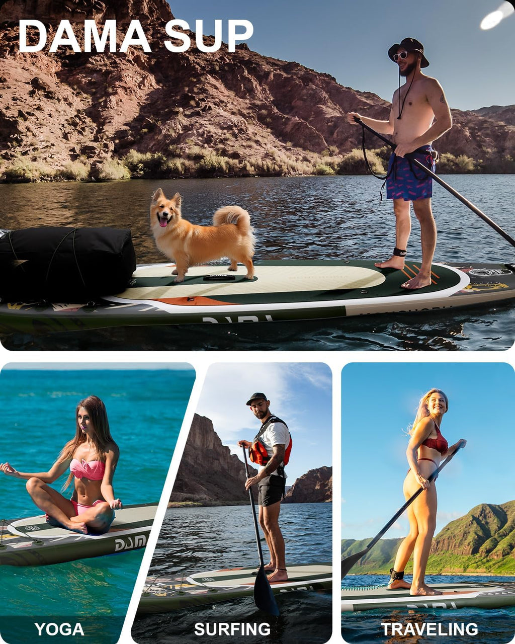 DAMA 11'*34'*6' Stand Up Paddle Board, Inflatable Paddle Board,Inflatable Paddle Boards for Adults w/a Wide, Smooth and Non Slip Deck, Versatile Styles, Suitable for Adults
