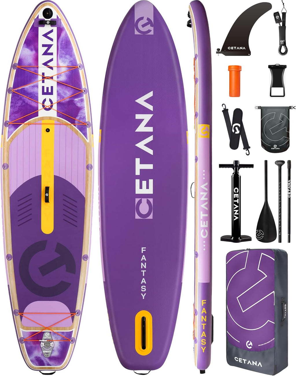 CETANA 11'6×35' Extra Wide Stand Up Paddle Board for Adults & Youth, 400lb Capacity Inflatable Paddle Board, Sup for 2+1 Person with Removable US Fin, 100L Backpack, Floating Paddle, Safety Leash