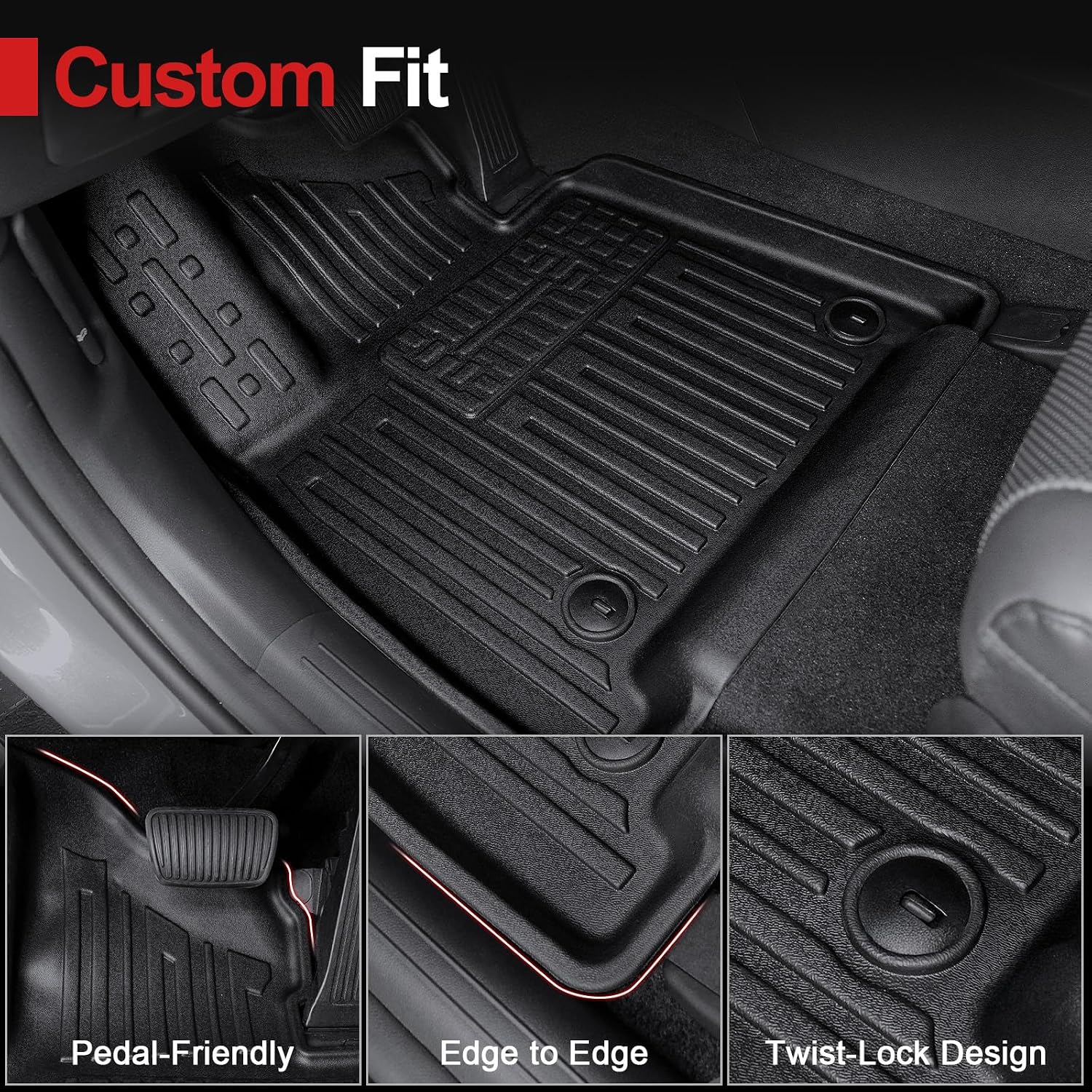 Floor Mats for Hyundai Santa Fe 2024-2026 (Fit Hybrid and Gas), TPE All Weather Protection Durable Trunk Cargo Mat with Backrest Mat for Hyundai Santa Fe