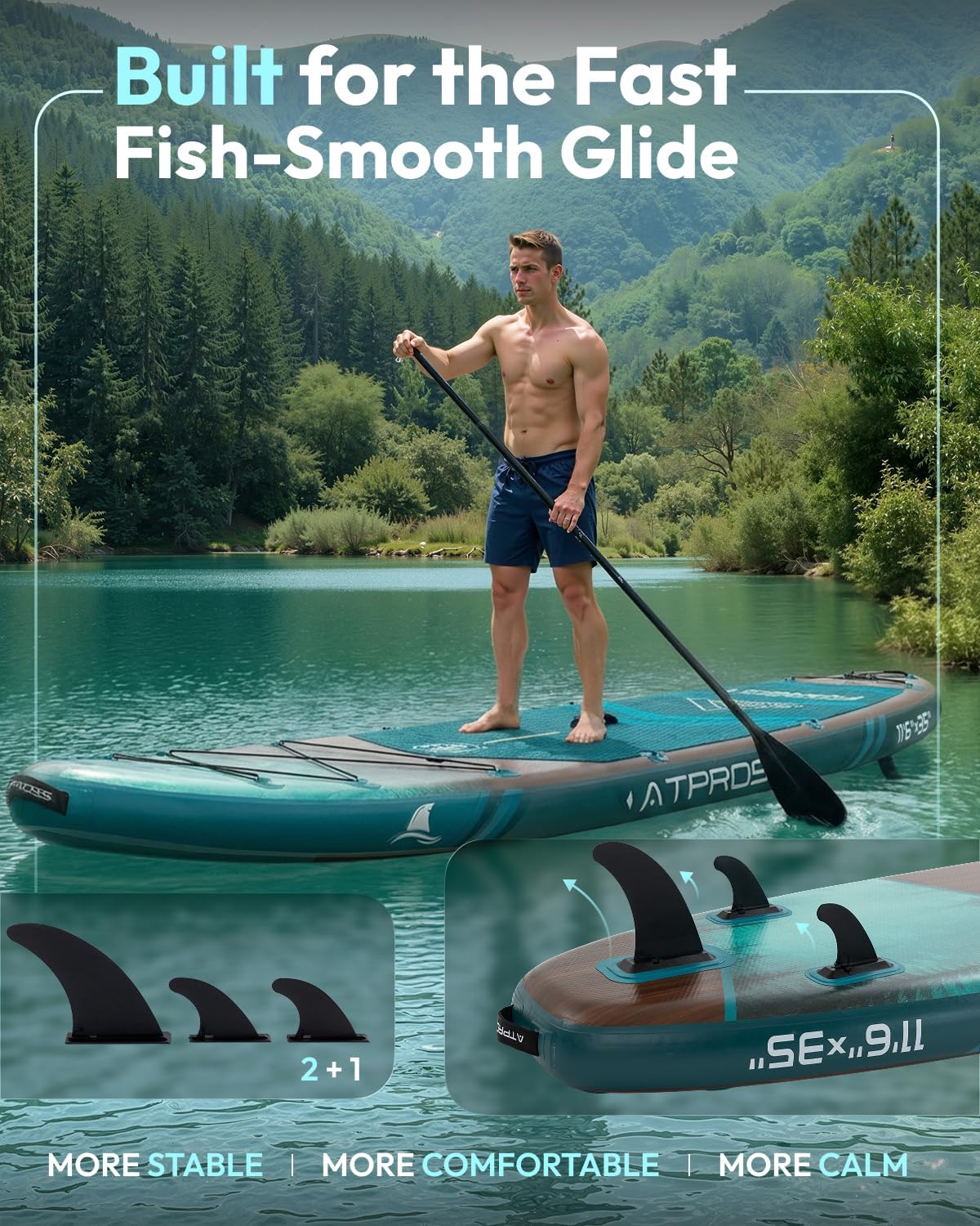 11'6'x35' Inflatable Paddle Board, 450lbs Extra Wide Stand Up Paddleboard for Adults with Premium SUP Accessories Kit & Backpack, Blow Up Kayak Non-Slip Stable Deck Boat for Yoga Fishing Surf