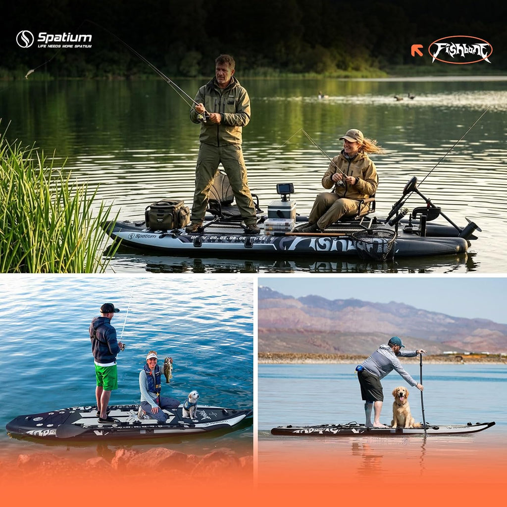 Spatium Triple Chamber Fishing Board SUP Inflatable Stand Up Paddle Board 11'*48'*6',Fishing Kayak with Premium Accessories 2 Fishing Rod Holders