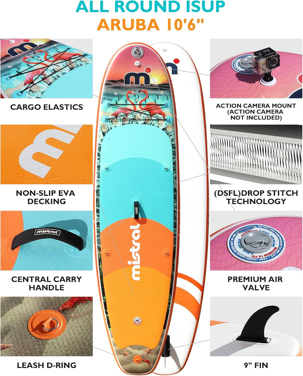 Mistral Inflatable Stand Up Paddle Board with SUP Accessories, 10'6''x33''x6'' All-Round SUP for Family, Touring, Kayaking, Yoga, Pets, Fishing, Wide Stable Design and Lightweight ISUP