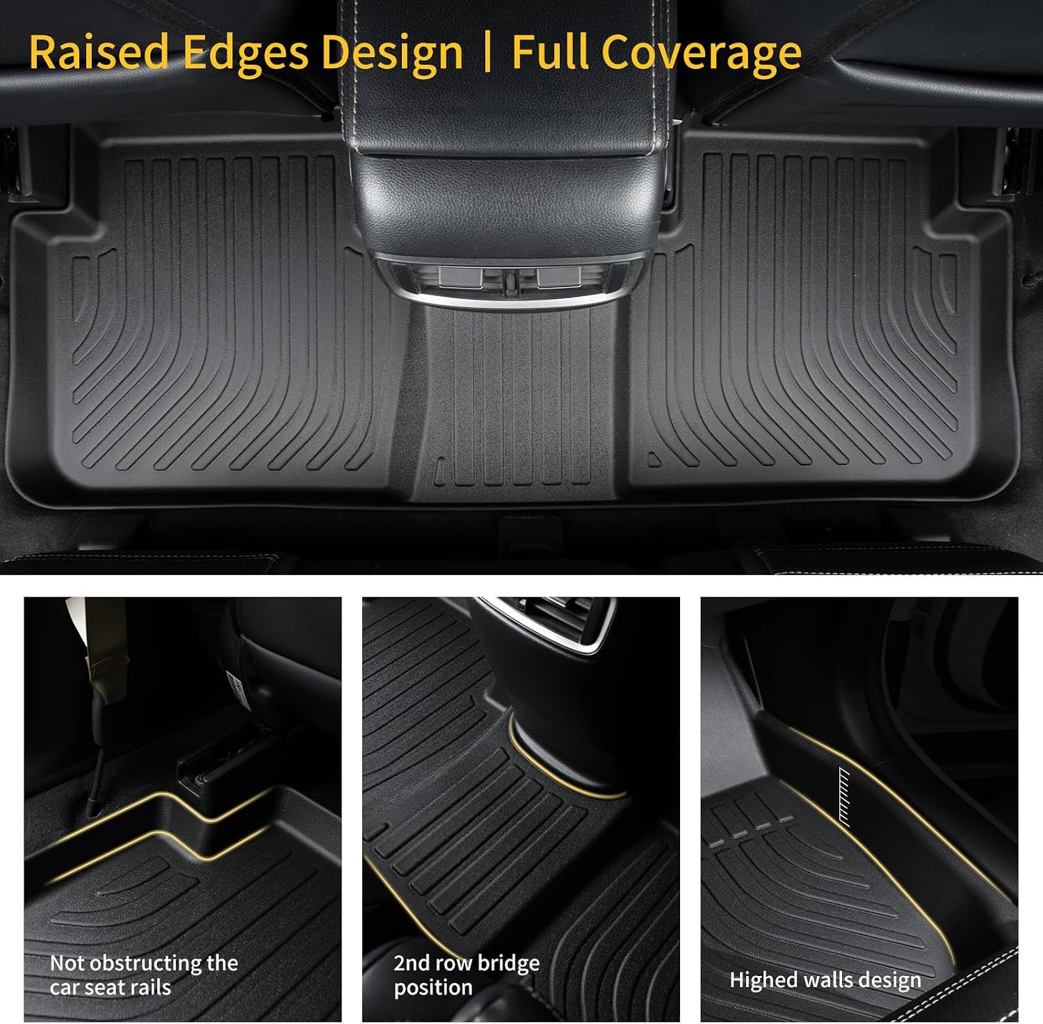 GINOWY-Floor Mats & Cargo Liner Set for 2018-2026 Volkswagen VW Atlas, 6 Passenger, TPE All Weather Car Mats Floor Liners for VW Atlas 6 Seater Waterproof Cargo Trunk Mat Accessories Mats