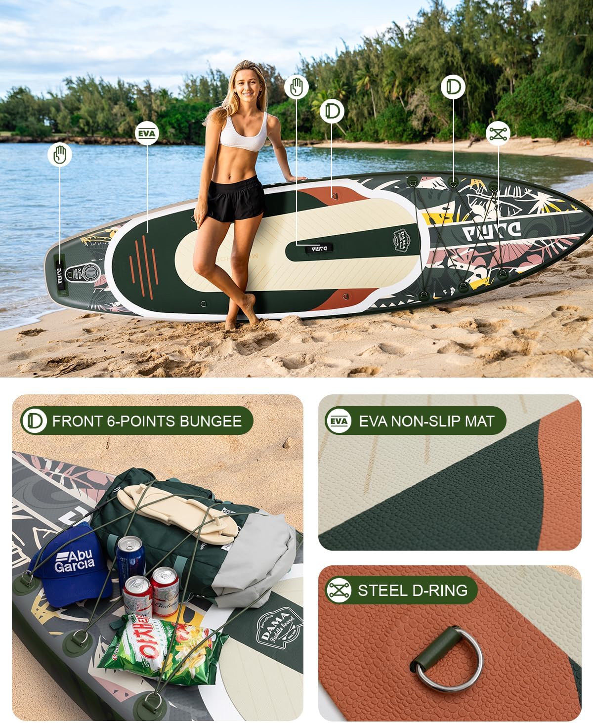 DAMA 11'*34'*6' Stand Up Paddle Board, Inflatable Paddle Board,Inflatable Paddle Boards for Adults w/a Wide, Smooth and Non Slip Deck, Versatile Styles, Suitable for Adults