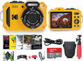 KODAK PIXPRO WPZ2 Rugged Waterproof Shockproof Dustproof WiFi Digital Vlogging Camera 16MP (Yellow) Bundle with 64GB Memory Card + Vlogger Tripod + Bag + Cleaning Kit + More Accessories
