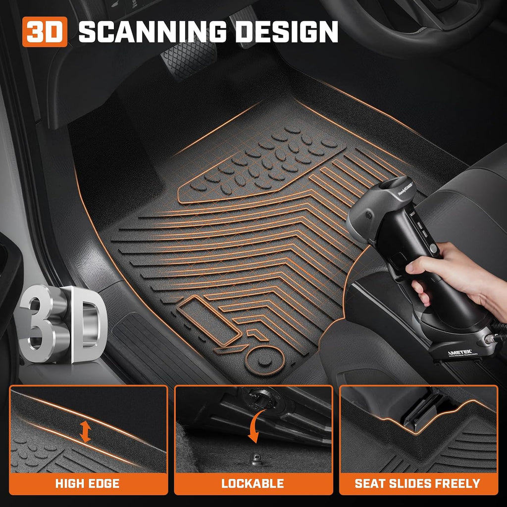 Mixsuper Floor Mat & Cargo Liner for Honda Pilot 2023 2024 2025 2026,All Weather TPE Floor mat with Backrest and Door Sill Guards Pilot Accessories,Anti-Slip Floor Liners Set, Black