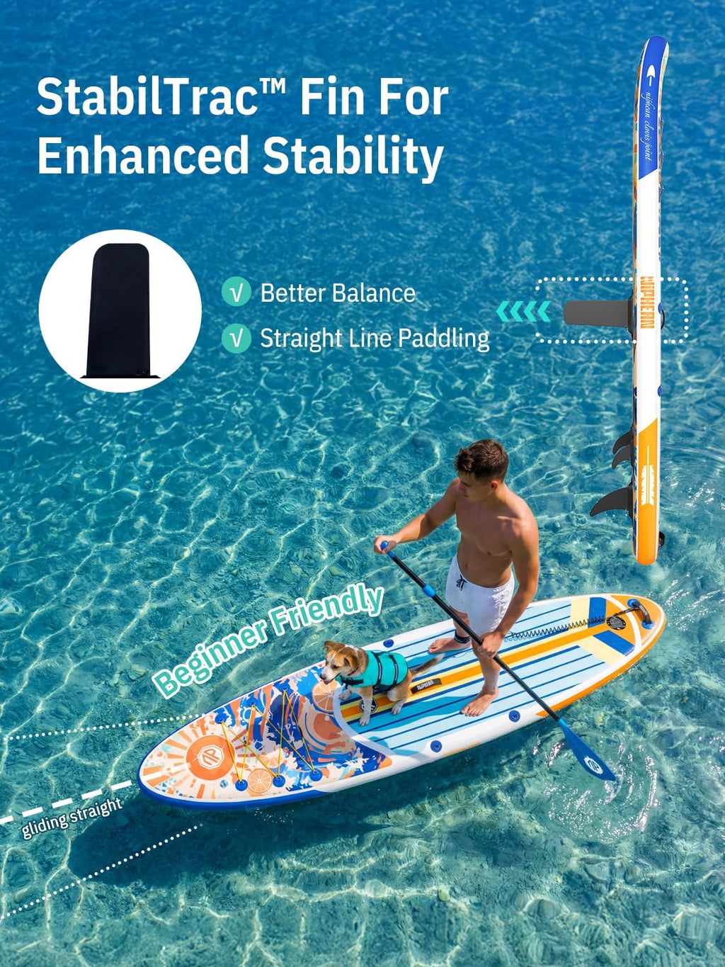 Niphean Inflatable Stand Up Paddle Board with SUP Accessories, Anti-Slip EVA Deck, 10'6'' Inflatable Paddle Boards for Adults & Youth of All Skill Levels
