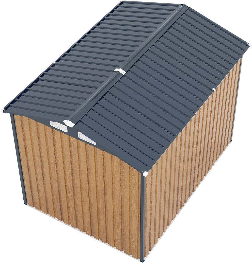 YOPTO 6x8 FT Sheds & Outdoor Storage,Steel Storage Shed with Lockable Doors and Window,Waterproof Garden Shed w/Roof Slope Design & Weather Versatility,Tool House for Storing Bicycles,Yellow