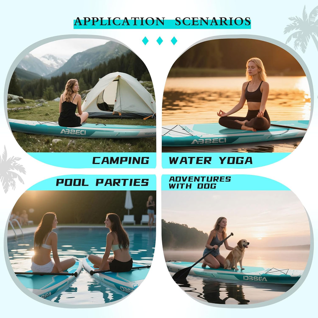11 ft Inflatable Paddle Board with SUP Accessories, Non Slip EVA Deck, Extra Long Extra Wide iSUP, All Around Stand Up Paddle Board for Adults & Youth