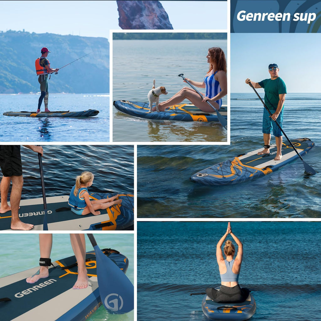Paddle Board Stand up Paddle Board (Extra Large 11'*33/34') Newly Improved 2 Side Layers 450LBS Quality Inspection×5 (All-Season for JP customers) paddleboards Fishing Family Pet Friendly