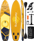 11'×34'' Extra Wide Inflatable Paddle Board with Seam Welded Technology, Stand Up Paddle Board, 420lb Capacity for Adults, Sup Board for All-Level with 2-Blade Paddle/Dual-Action Pump/Leash