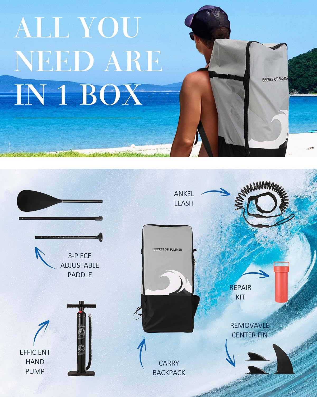 Paddle Board Stand Up Paddle Board SUP 6 inches Thick Board with ISUP Accessories & Carry Bag & Fast Pumping for Adults & Youth for Paddling Surfing Fishing Yoga