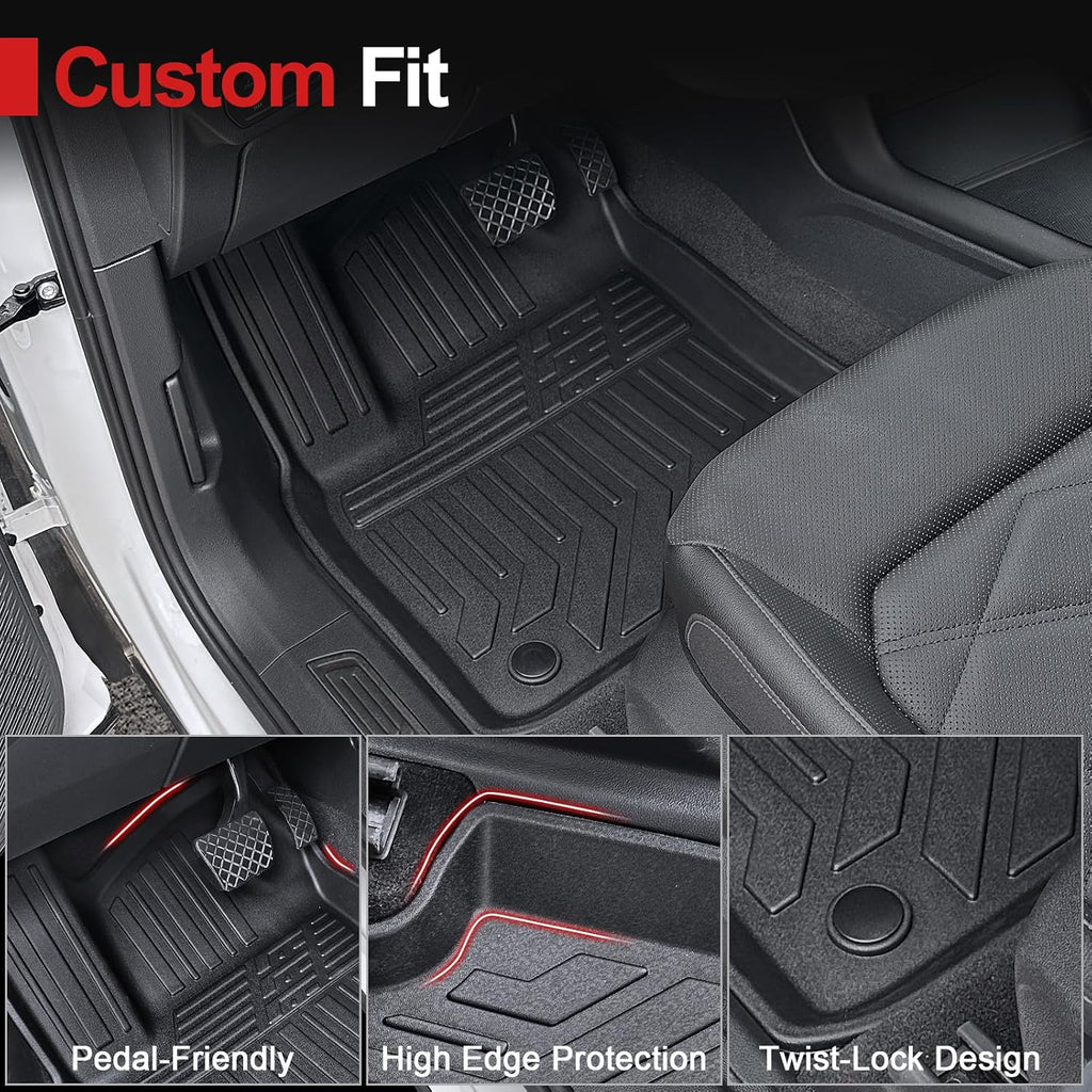 Floor Mats for 2018-2025 2026 Volkswagen Atlas 7 Passenger Bench Seating (Not for Cross Sport), All Weather TPE Durable Cargo Mat with Backrest Mats for VW Atlas Accessories