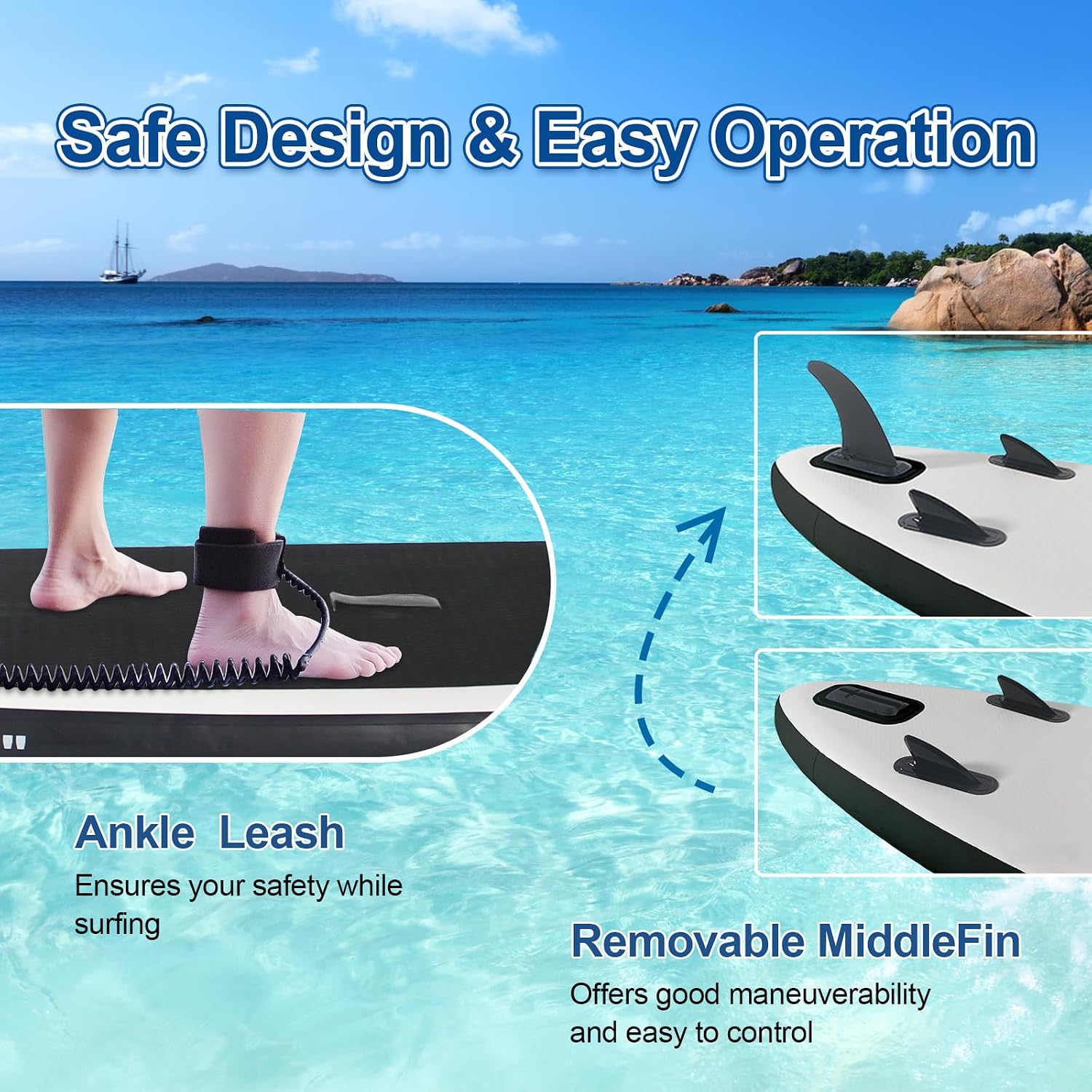 Inflatable Stand Up Paddle Board with SUP Accessories, Anti-Slip EVA Deck, Family-Friendly SUP Boards for Adults & Youth of All Skill Levels, Versatile Yoga Paddle Board