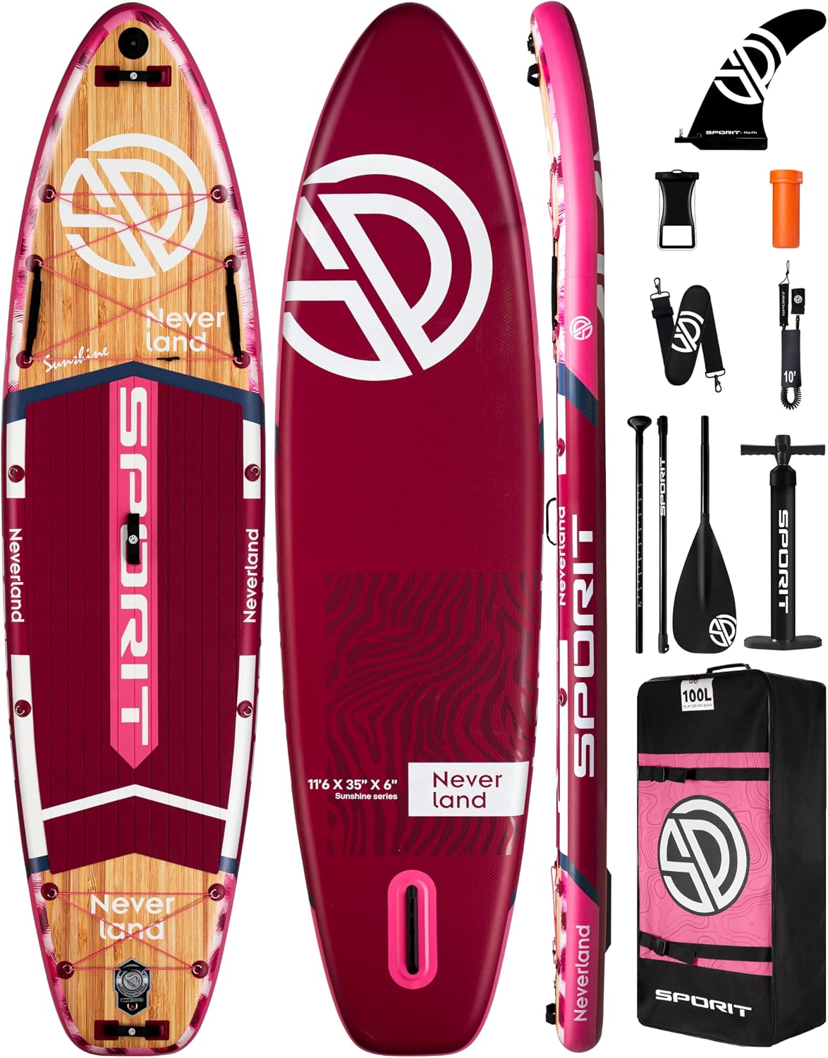 11'6×35' Super Wide Inflatable Stand Up Paddle Board, Ultra Stable SUP Board for Adults, 450lb Capacity with Shoulder Strap, 100L Backpack, Removable US Fin, Floating Paddle, Safety Leash