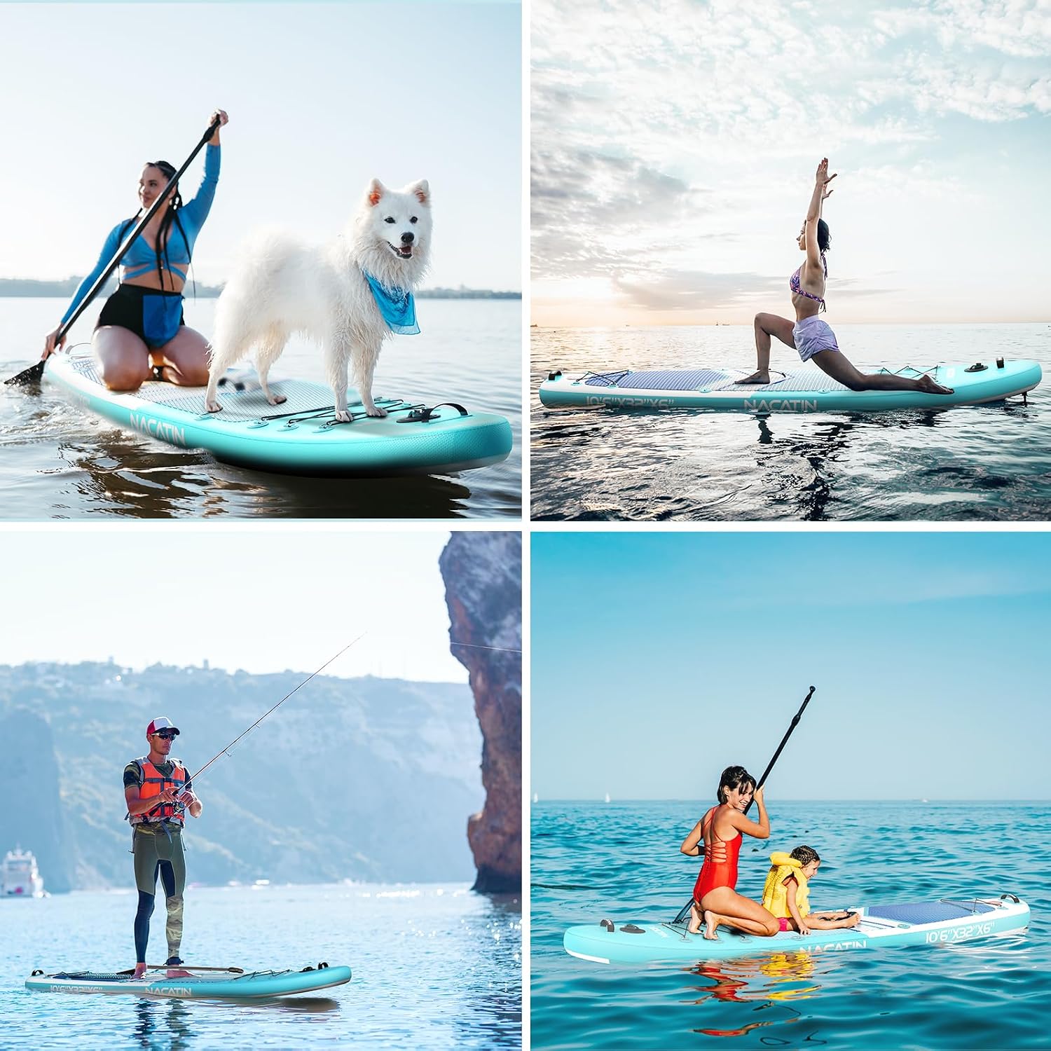 NACATIN Inflatable Stand Up Paddle Board,10'6'Upgrade Version Blow Up Paddle Boards for Adults with Premium SUP Accessories& Backpack,Adjustable Paddle,Camera Mount,Hand Pump, for Lake, River, Yoga