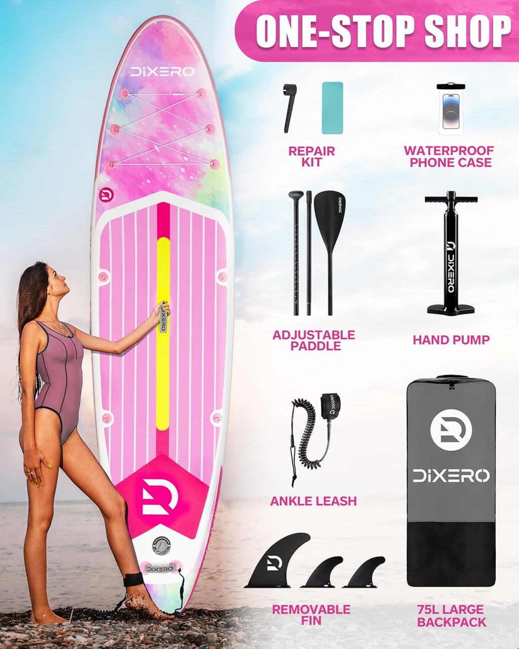 Inflatable Stand Up Paddle Board with SUP Accessories, 11'*33' Inflatable Paddle Boards for Adults & Youth of All Skill Levels