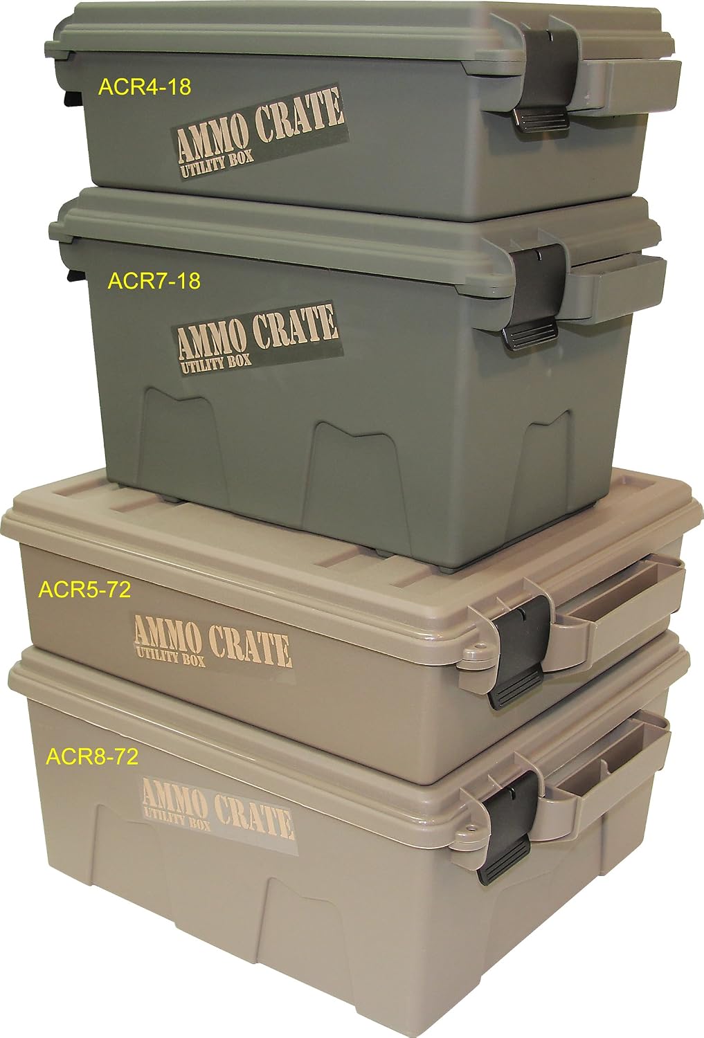 MTM ACR4-18 Ammo Crate Utility Box-Carry up to 65lbs of gear-Stackable design,double padlock for security - Water-resistant O-ring seal - Army Green,(Pack of 4)