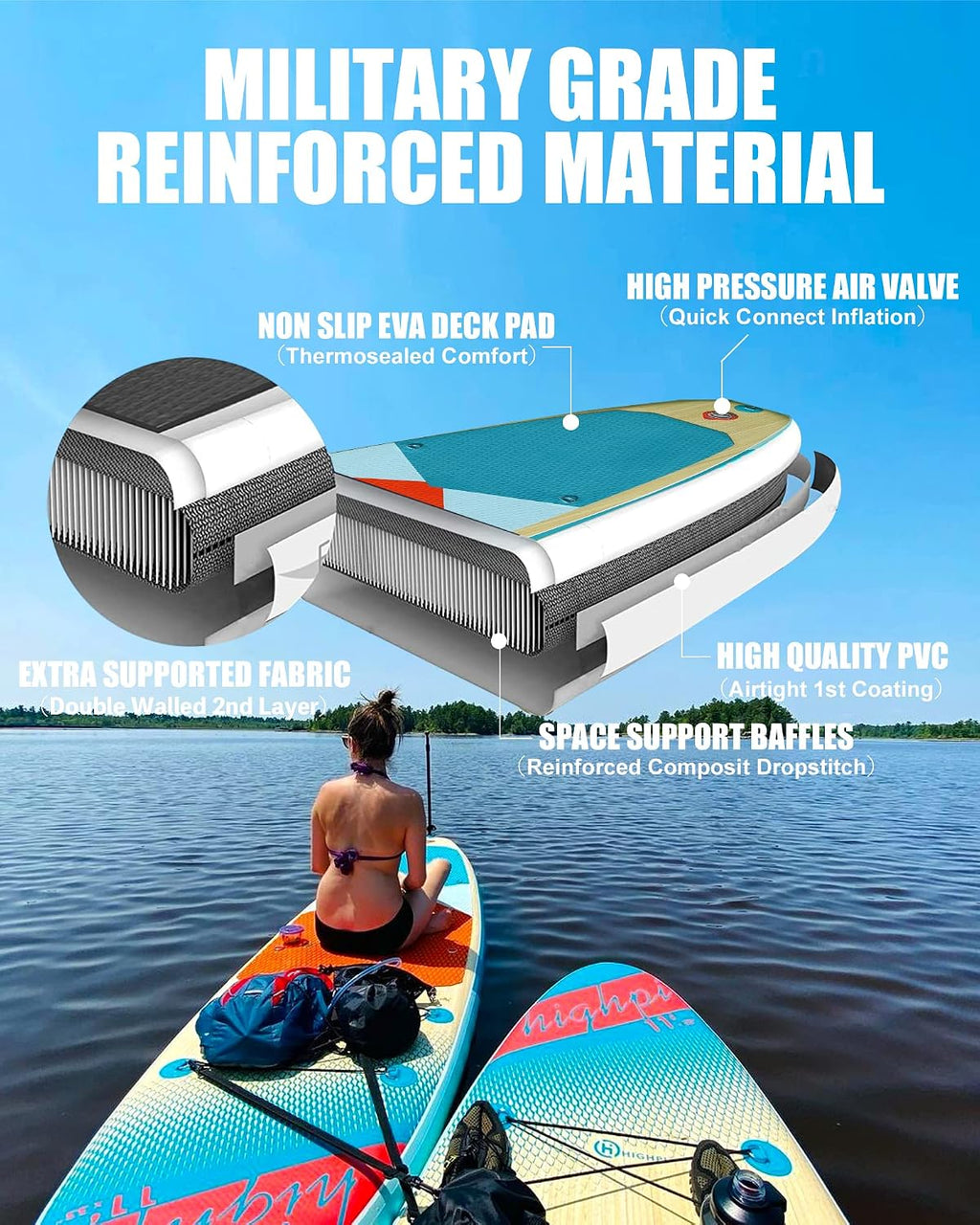 Inflatable Stand Up Paddle Board for Youth and Adults – Wide Sup with Premium Accessories, Blow Up Paddleboard for Surfing, Fishing, Yoga & More